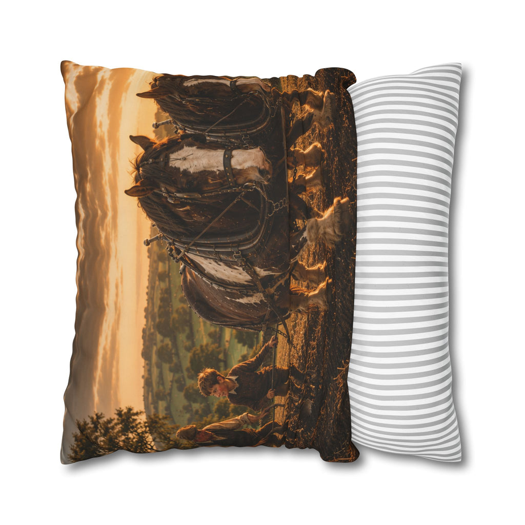 Learning to Plough Square Poly Canvas Pillowcase