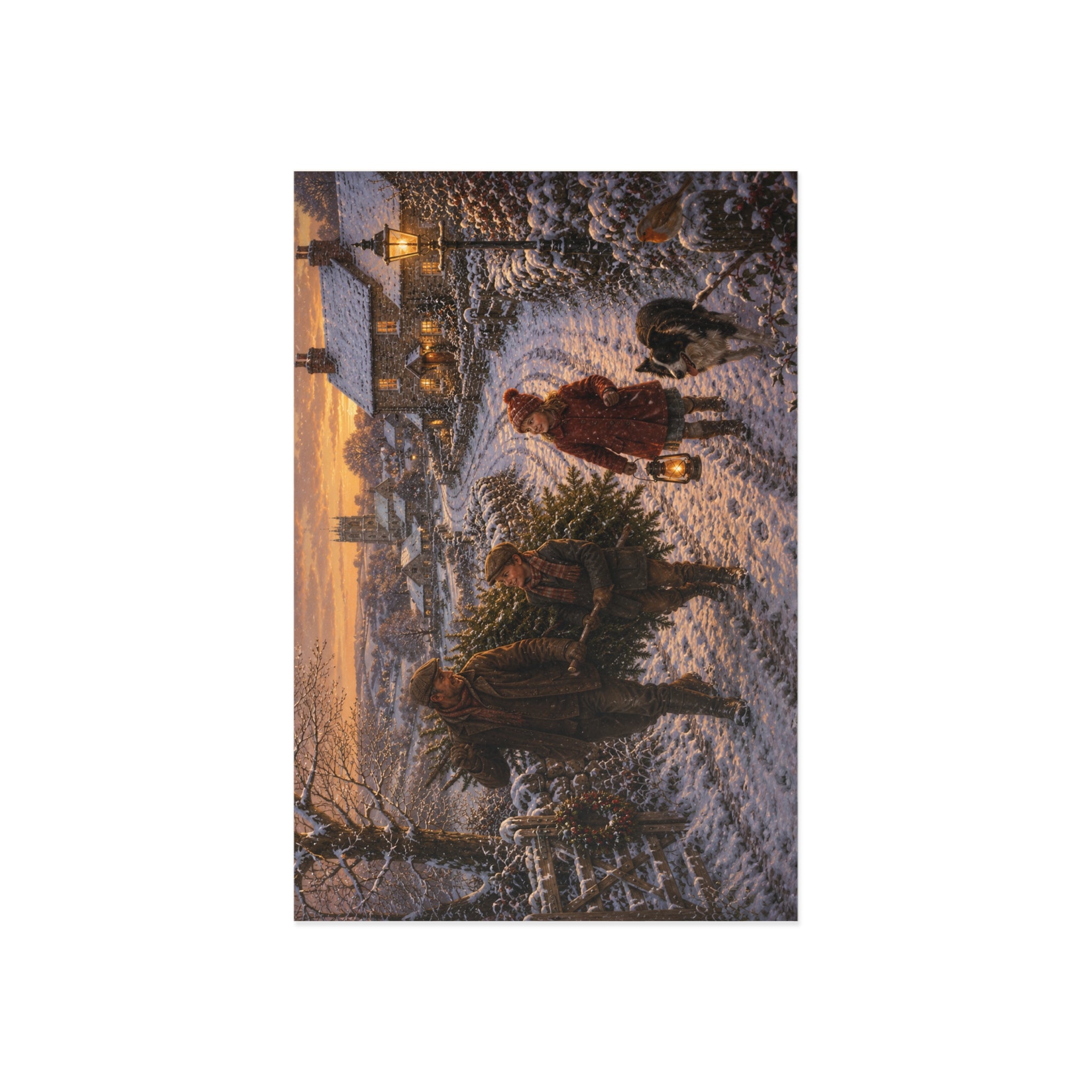 Bringing Home the Christmas Tree Fine Art Postcards