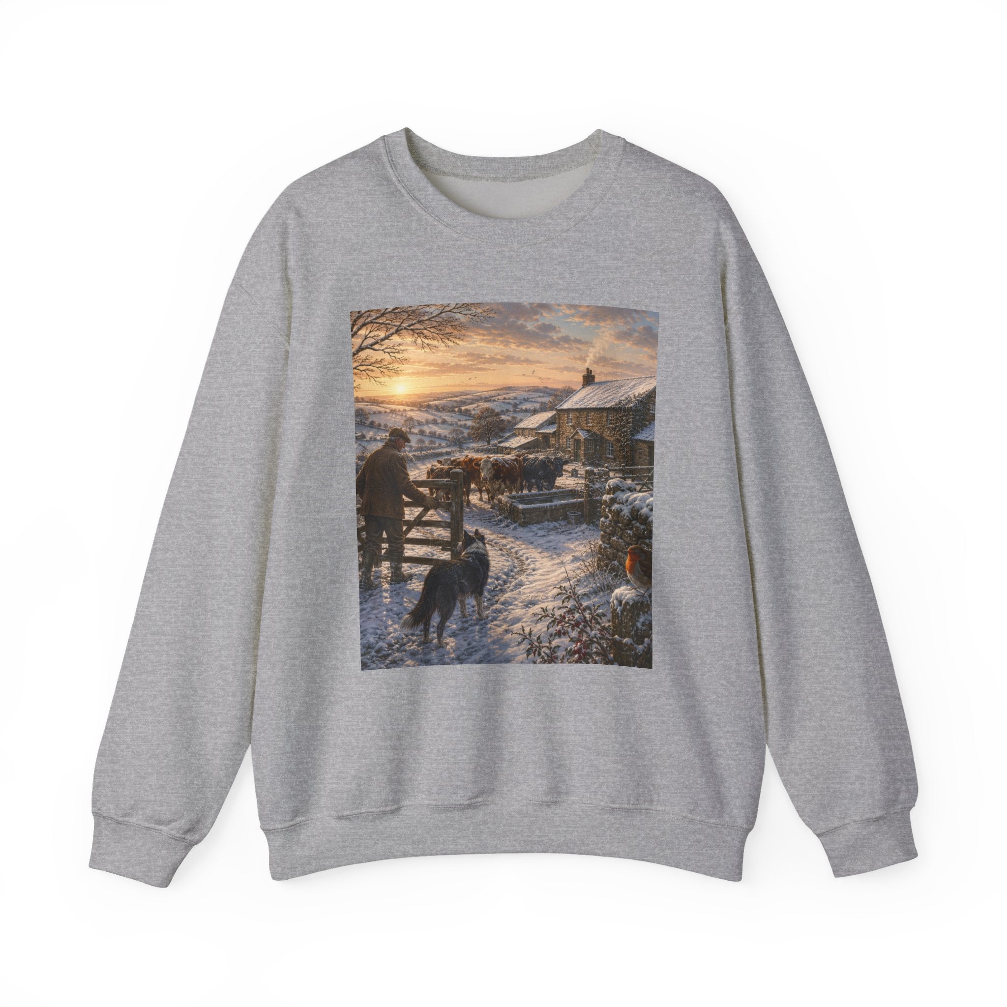 Winter Morning on the Farm Unisex Heavy Blend™ Crewneck Sweatshirt