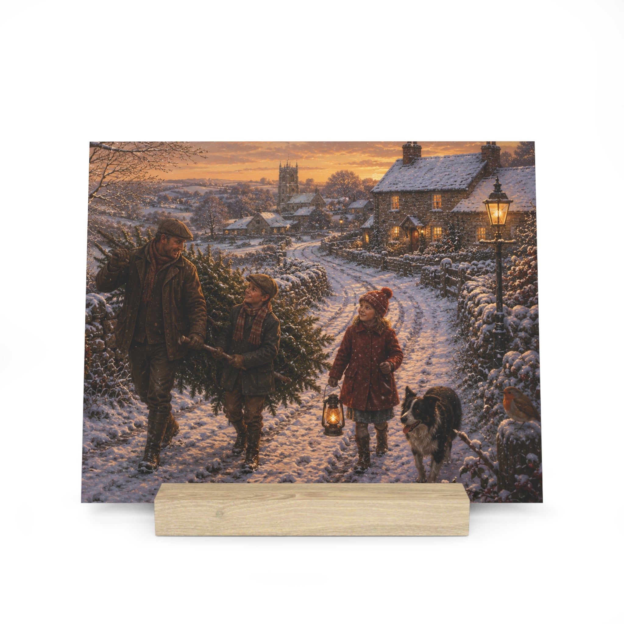 Bringing Home the Christmas Tree Gallery Board with Stand