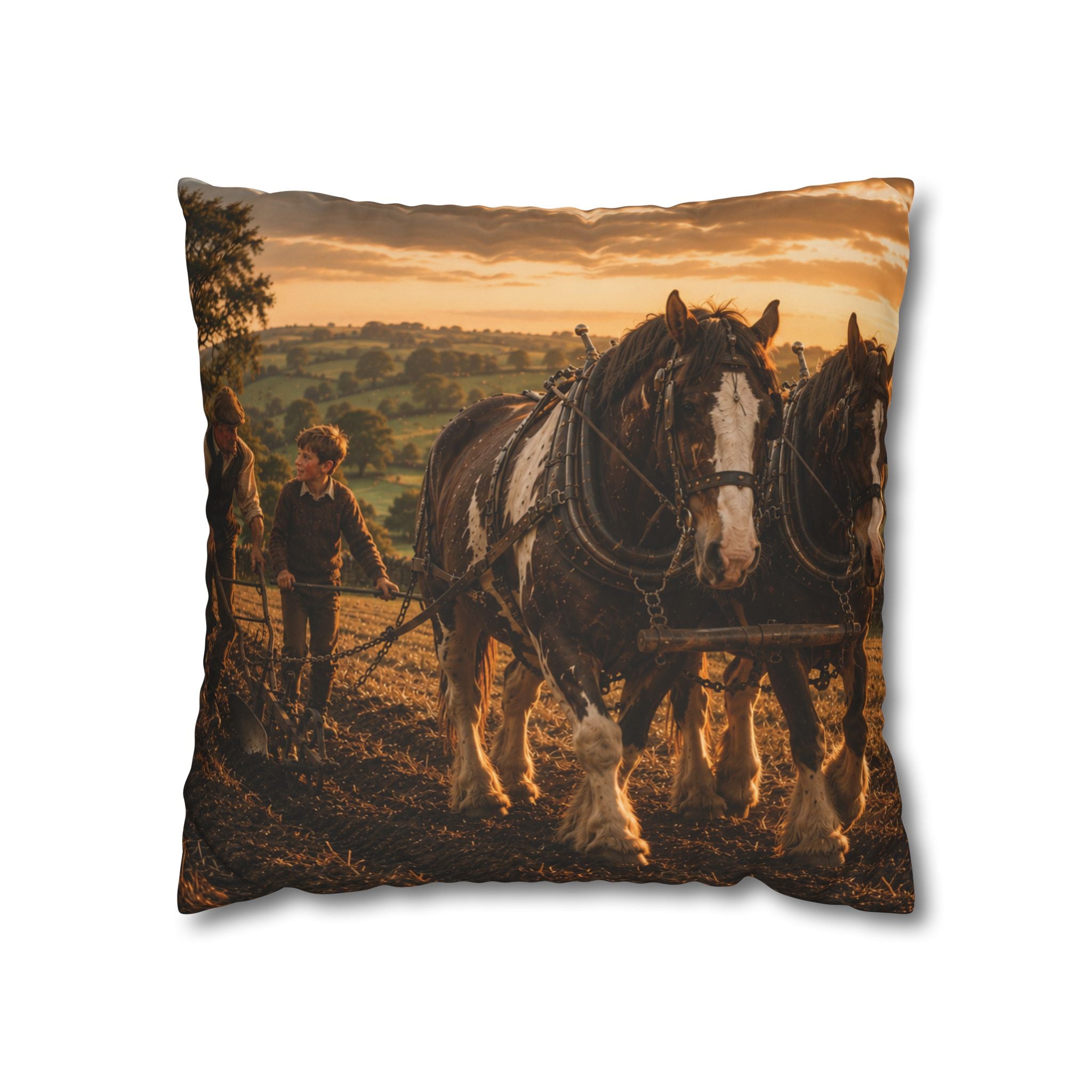 Learning to Plough Square Poly Canvas Pillowcase