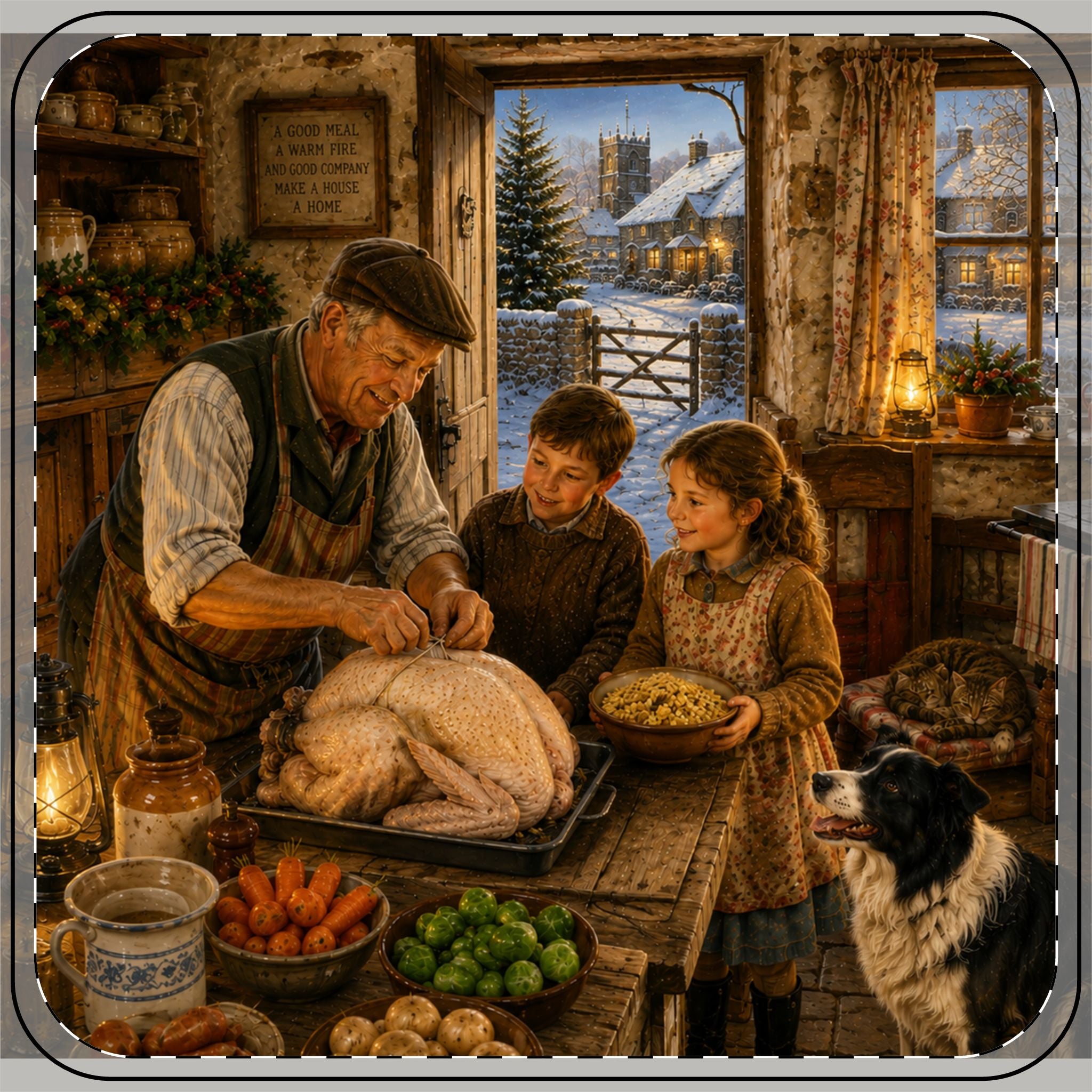 Preparing the Christmas Turkey Coaster