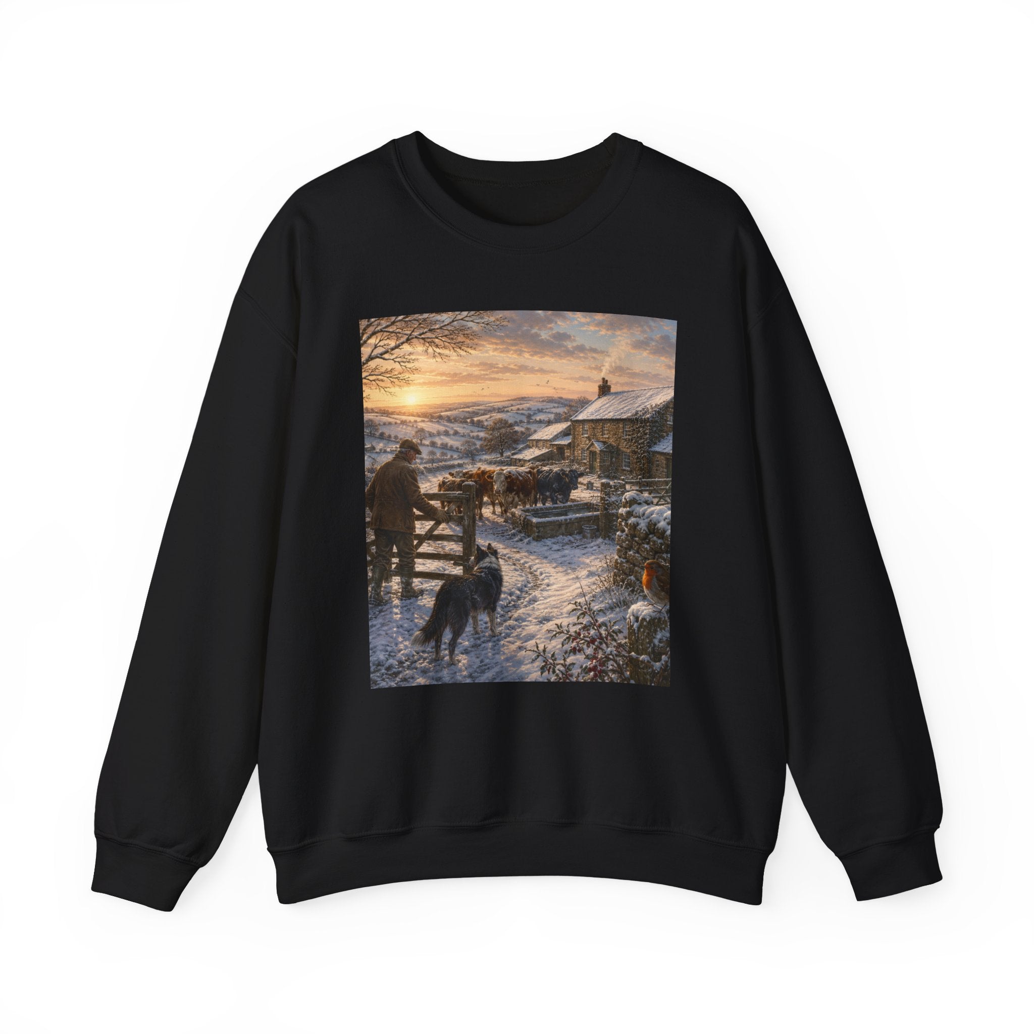 Winter Morning on the Farm Unisex Heavy Blend™ Crewneck Sweatshirt