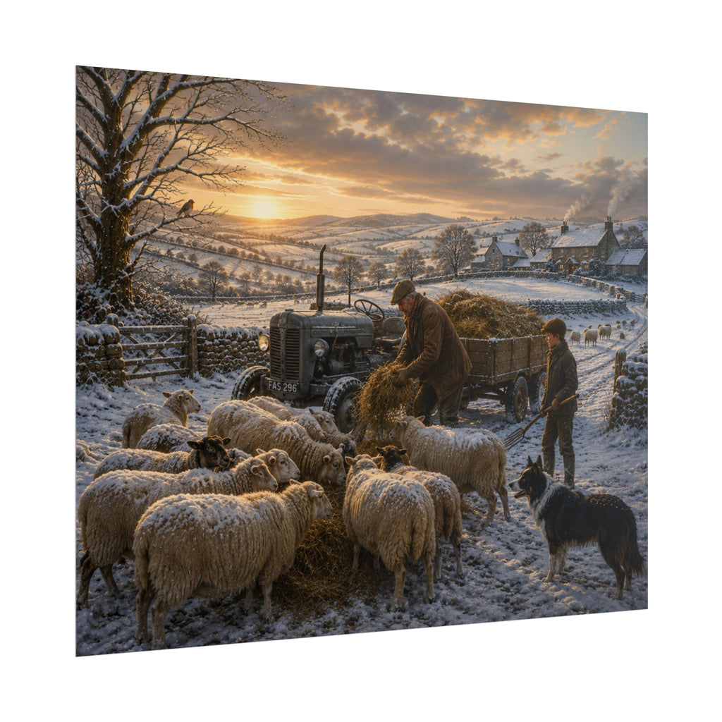 Winter Feeding Time Rolled Posters