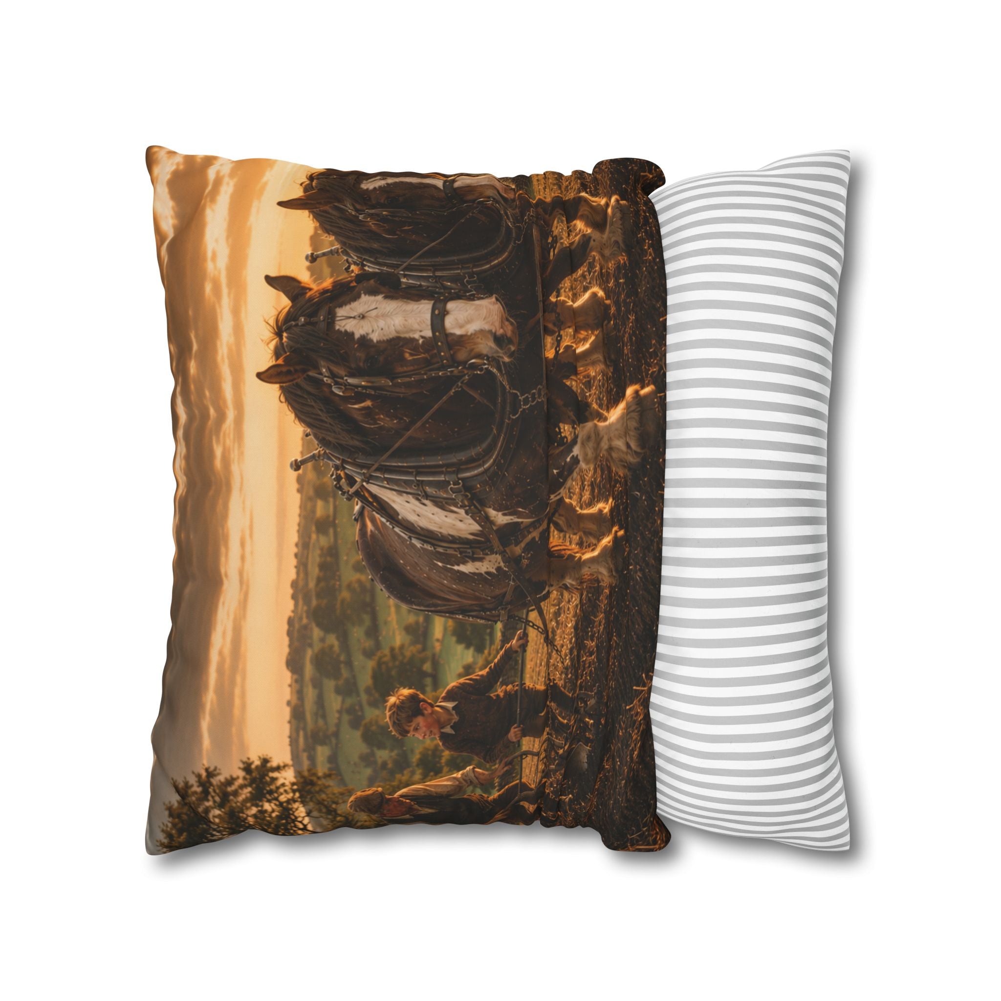 Learning to Plough Square Poly Canvas Pillowcase