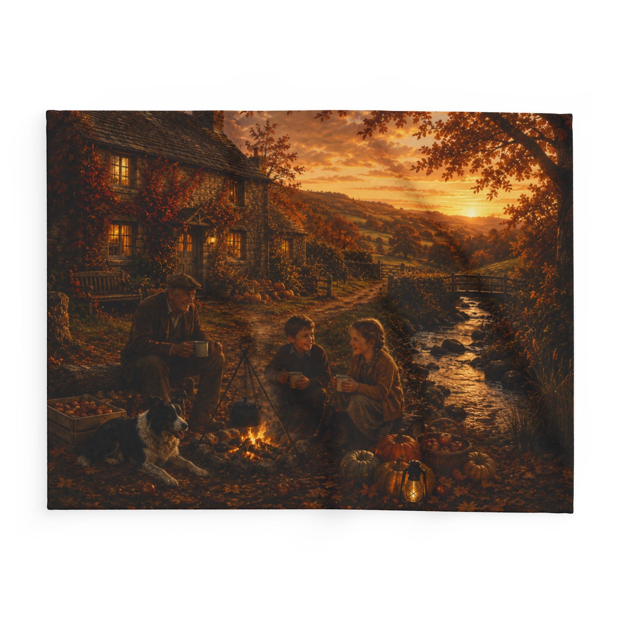 Horkey in the Autumn Lane Arctic Fleece Blanket