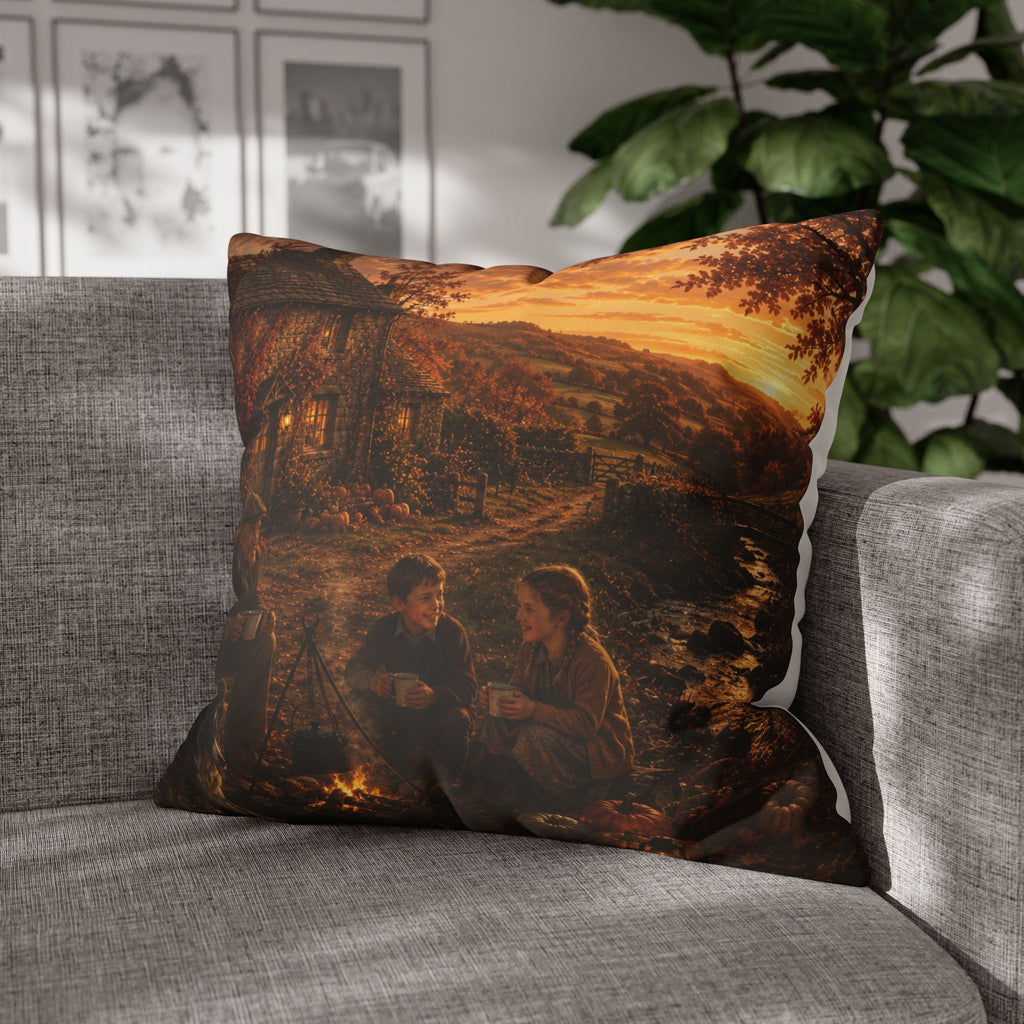 Horkey in the Autumn Lane Square Poly Canvas Pillowcase