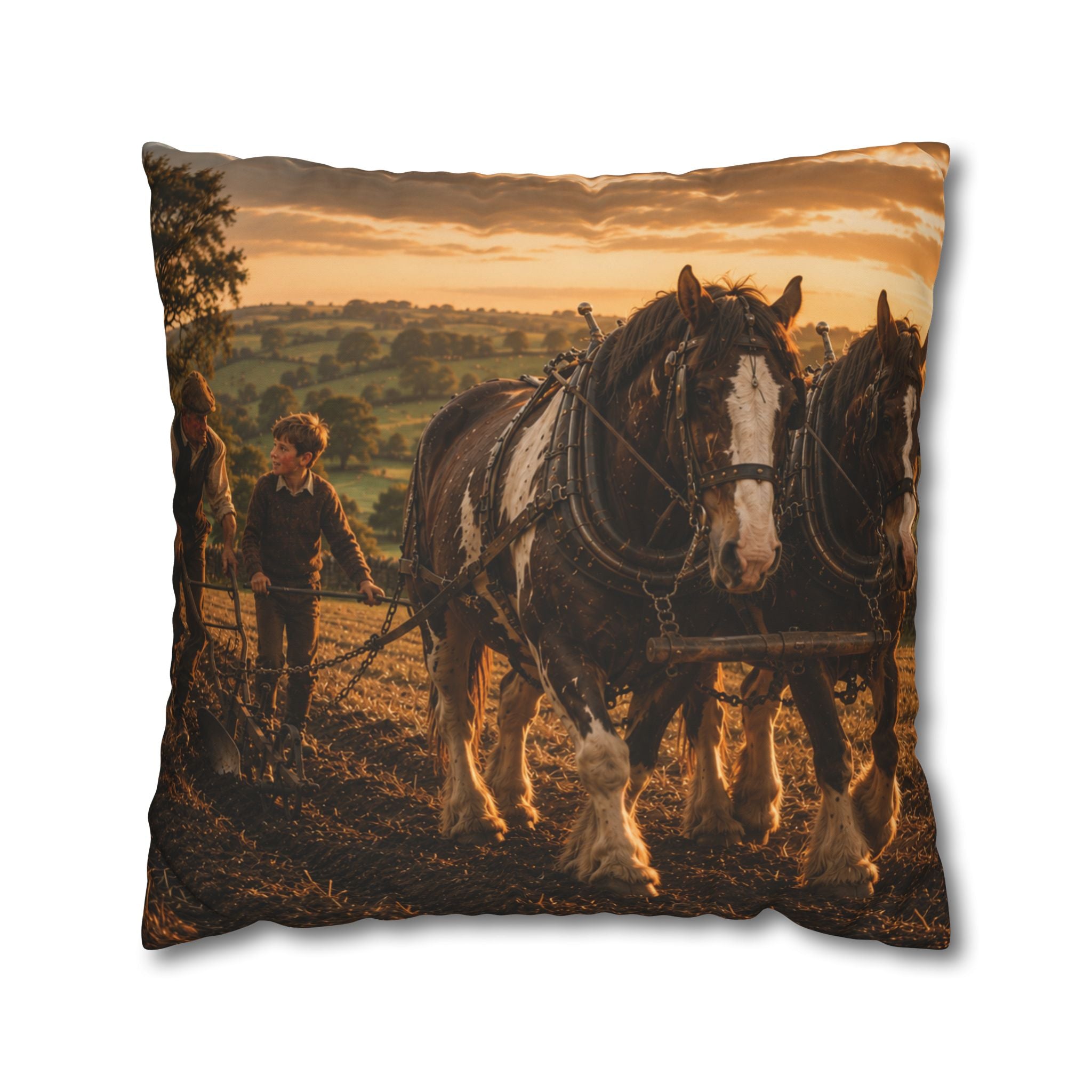 Learning to Plough Square Poly Canvas Pillowcase