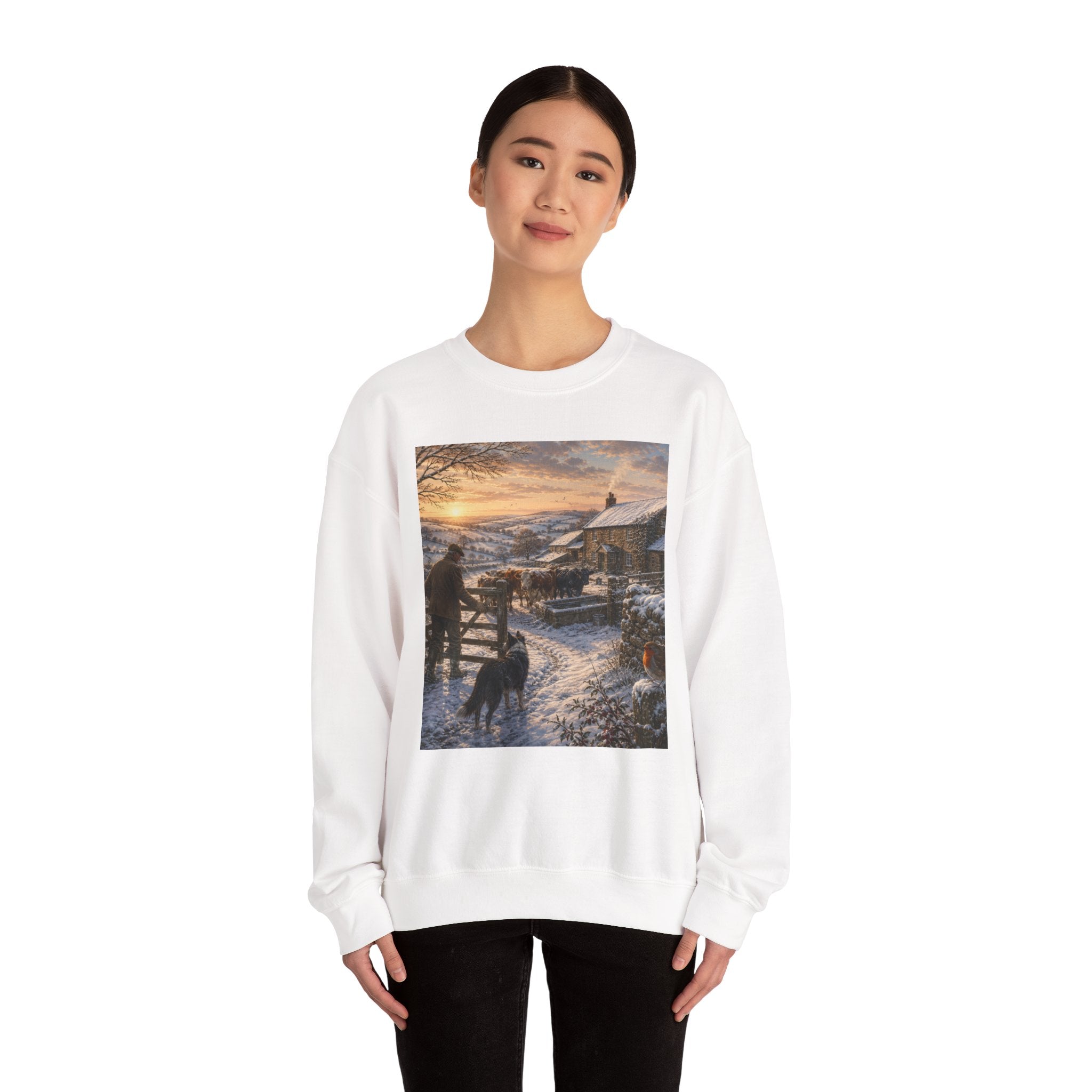 Winter Morning on the Farm Unisex Heavy Blend™ Crewneck Sweatshirt