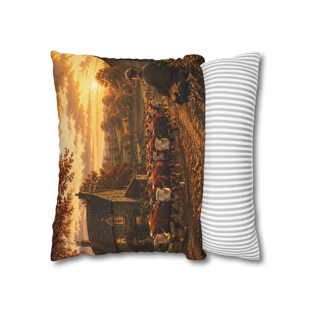 Cattle Coming Home Square Poly Canvas Pillowcase
