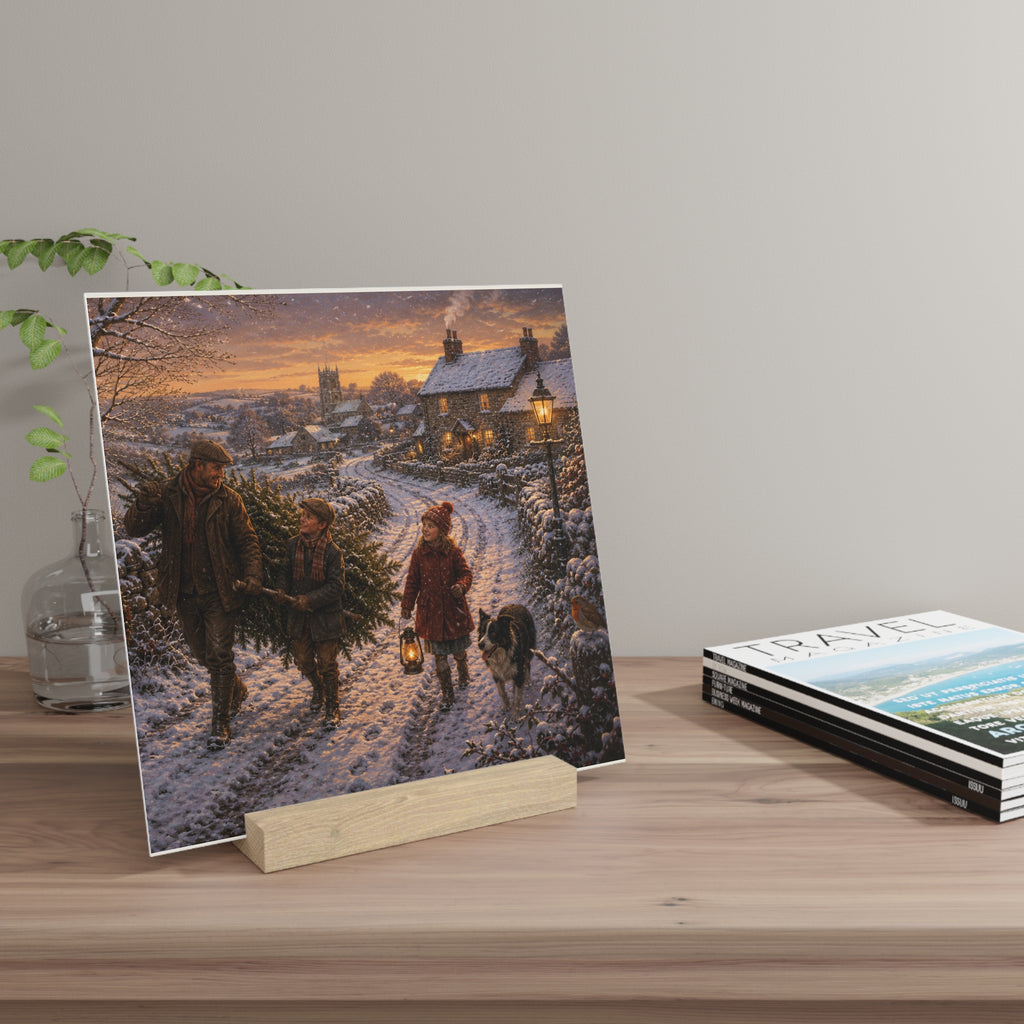 Bringing Home the Christmas Tree Gallery Board with Stand