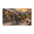 Winter Evening in the Village Polyester Doormat