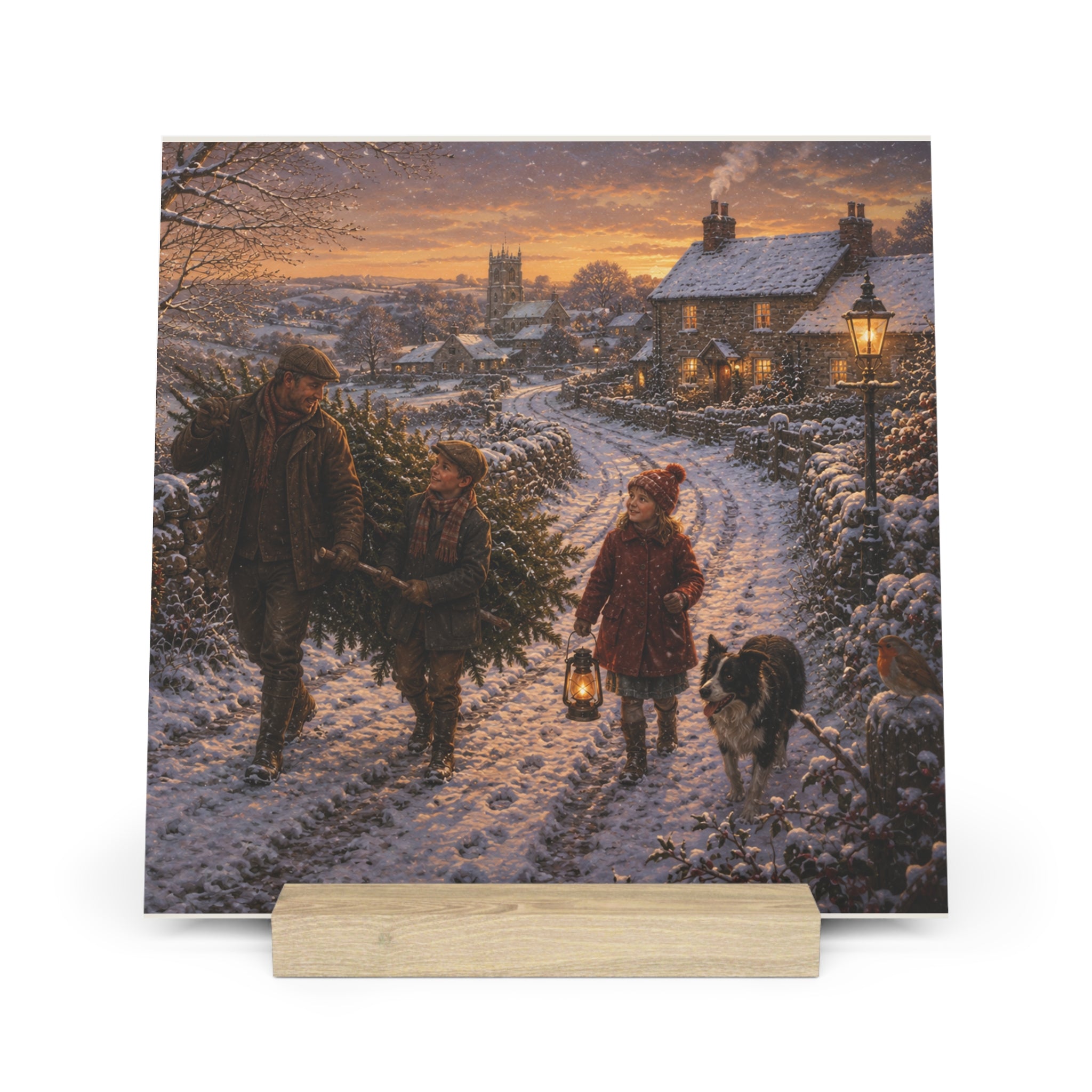 Bringing Home the Christmas Tree Gallery Board with Stand
