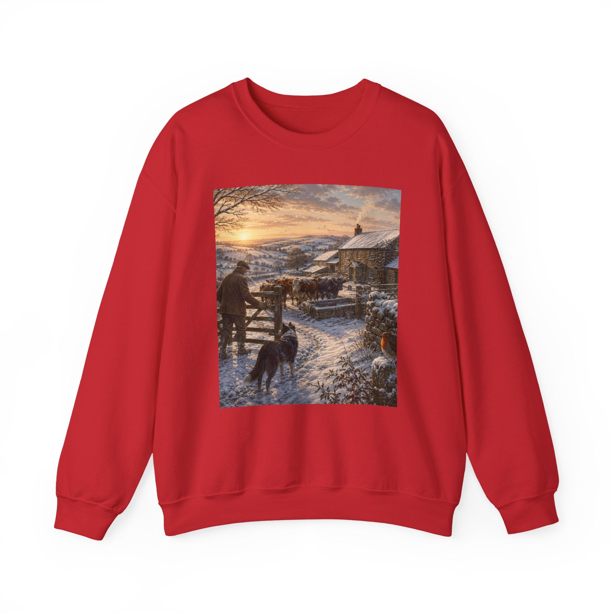 Winter Morning on the Farm Unisex Heavy Blend™ Crewneck Sweatshirt