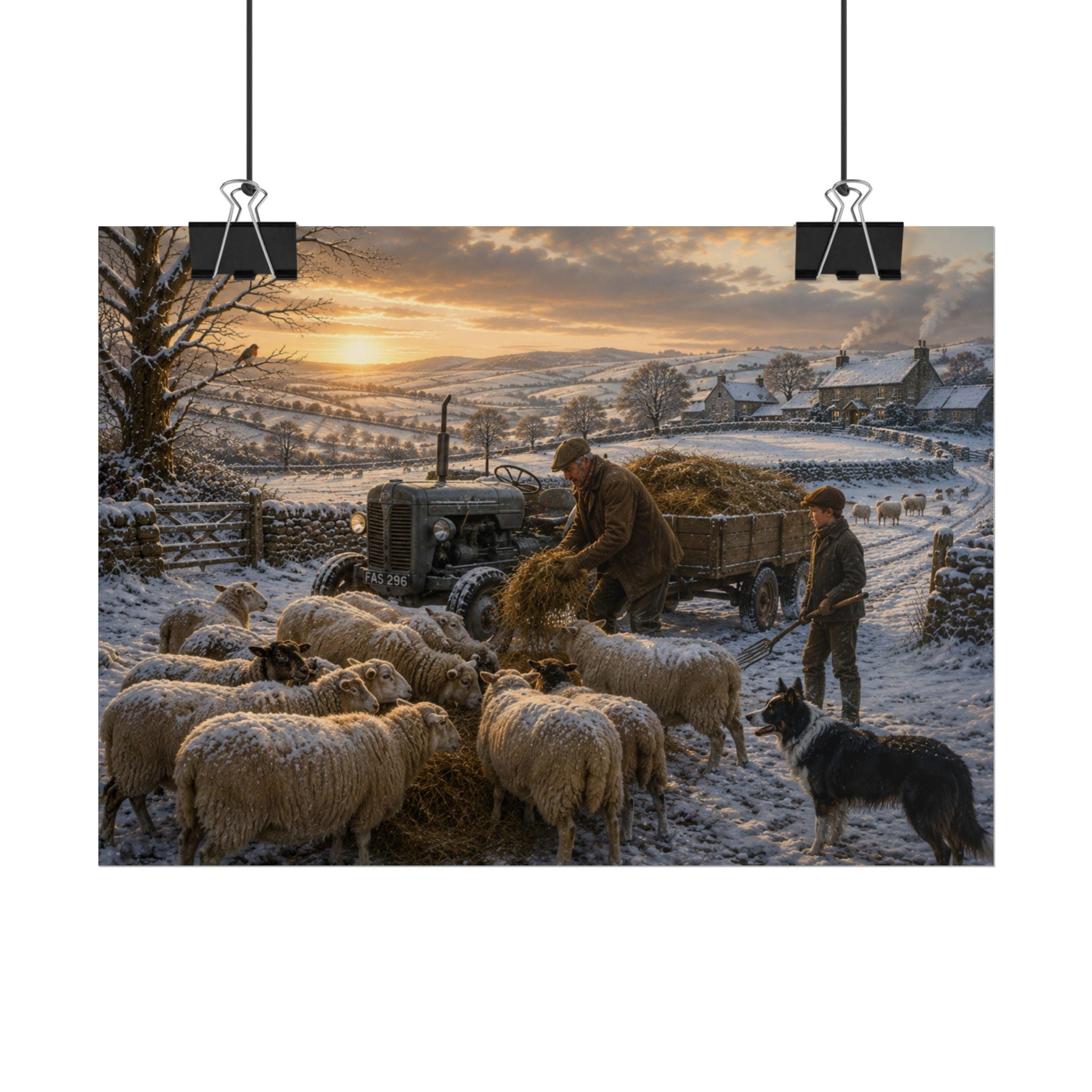 Winter Feeding Time Rolled Posters