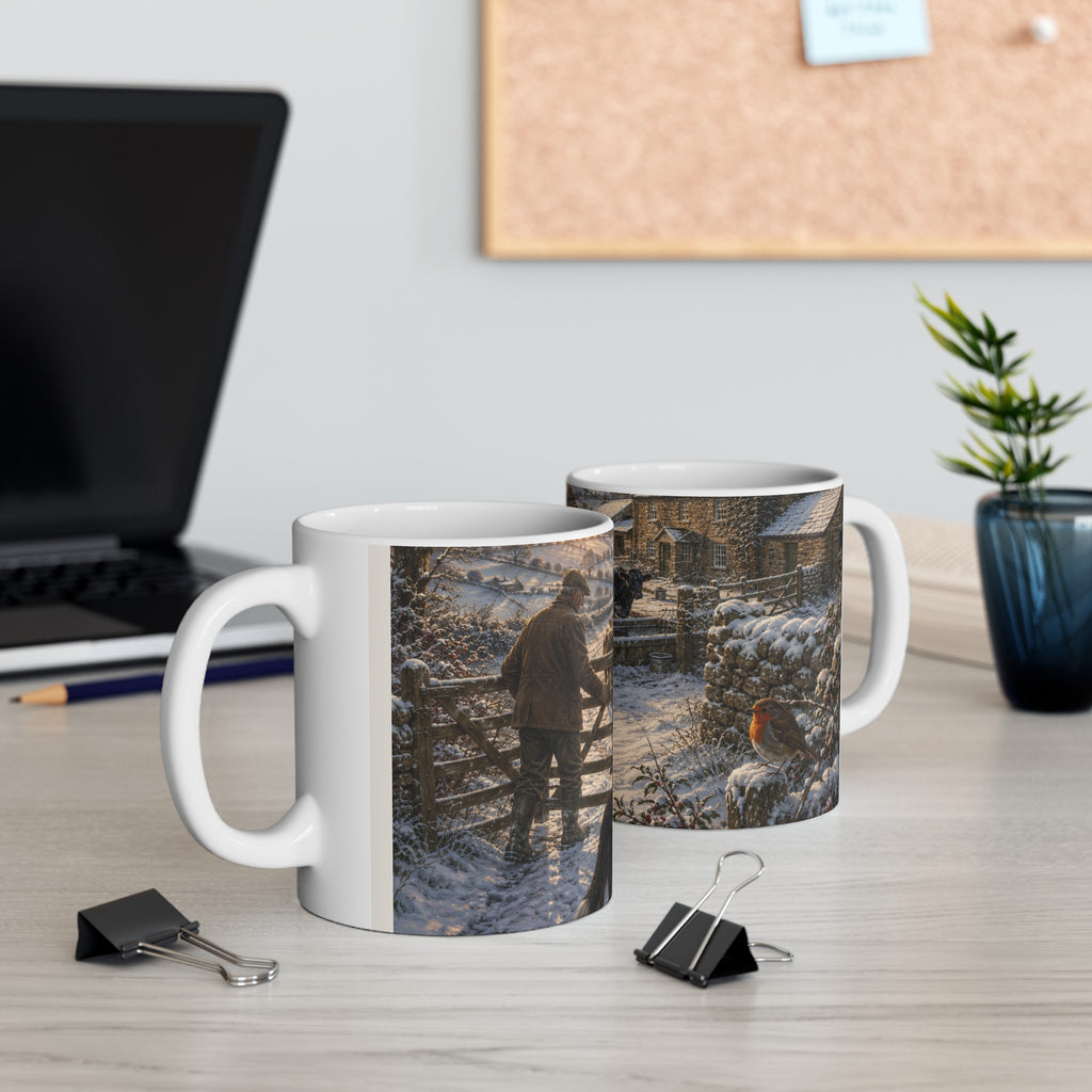Winter morning on the Farm Ceramic Coffee Cups, 11oz, 15oz