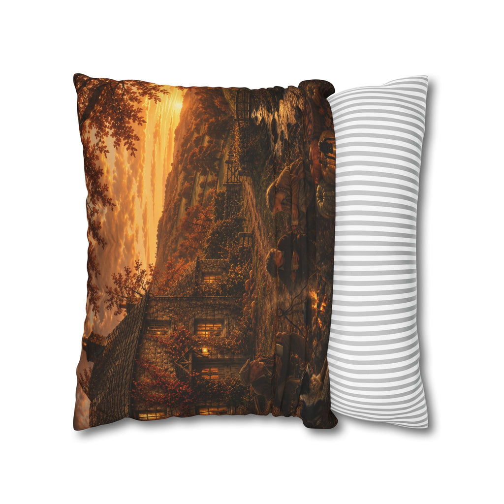 Horkey in the Autumn Lane Square Poly Canvas Pillowcase