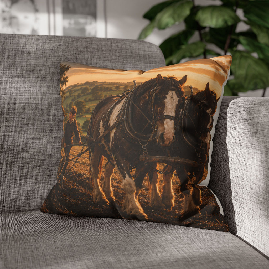 Learning to Plough Square Poly Canvas Pillowcase