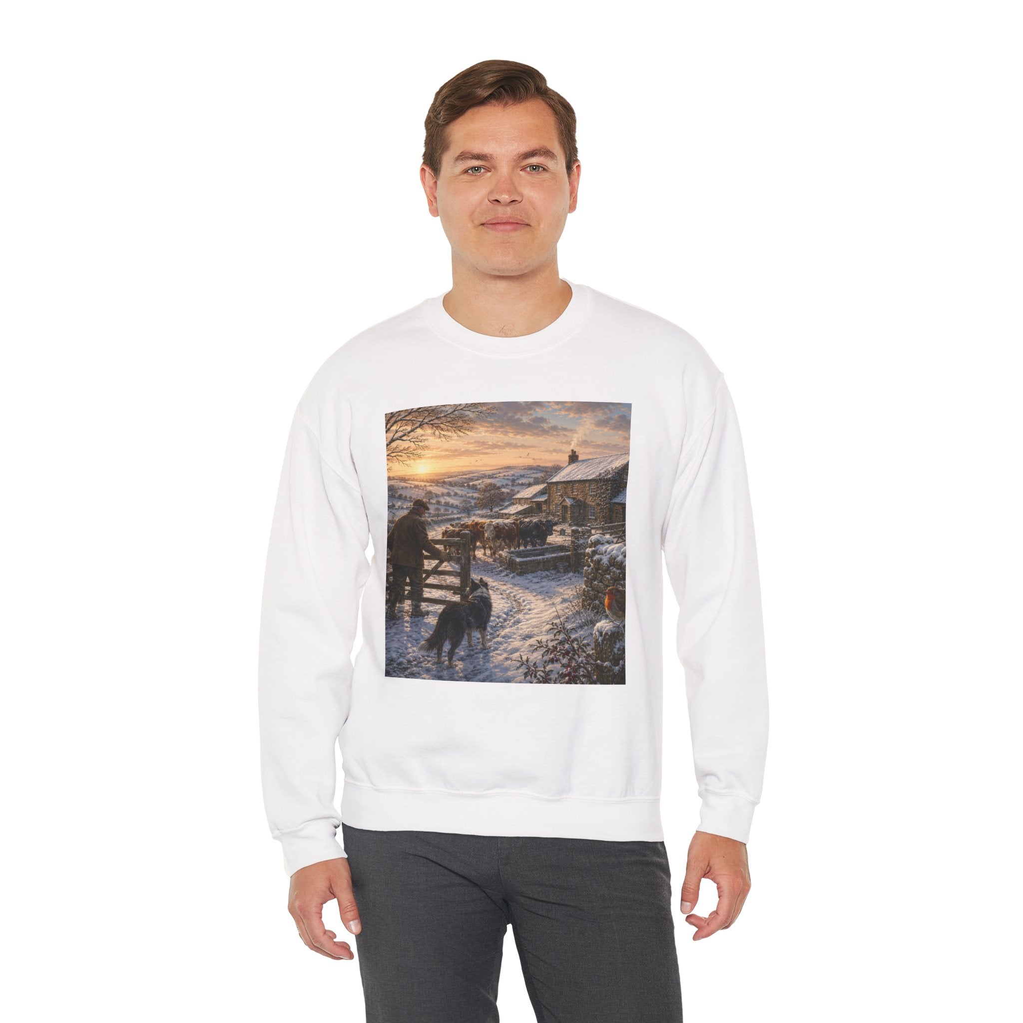 Winter Morning on the Farm Unisex Heavy Blend™ Crewneck Sweatshirt