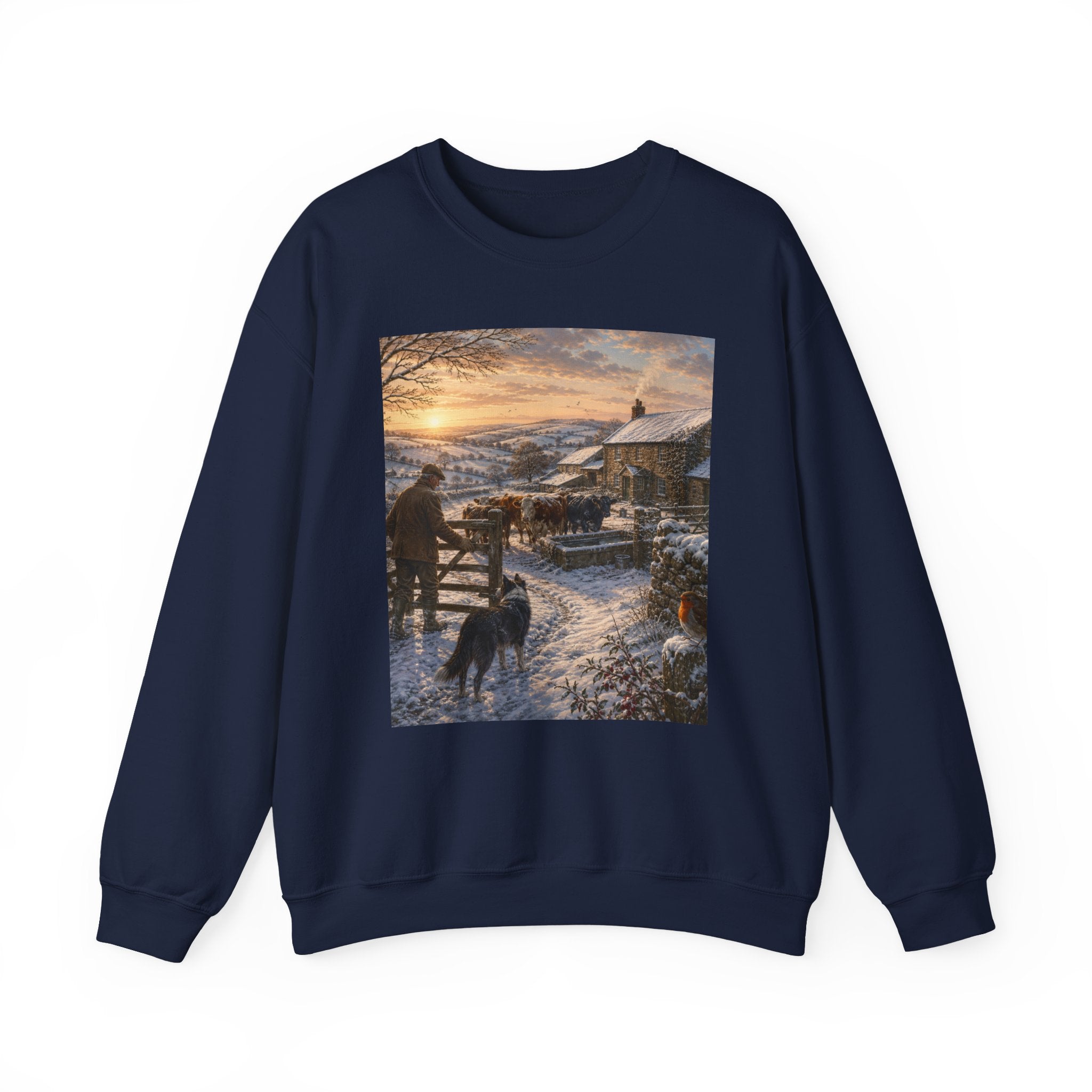 Winter Morning on the Farm Unisex Heavy Blend™ Crewneck Sweatshirt