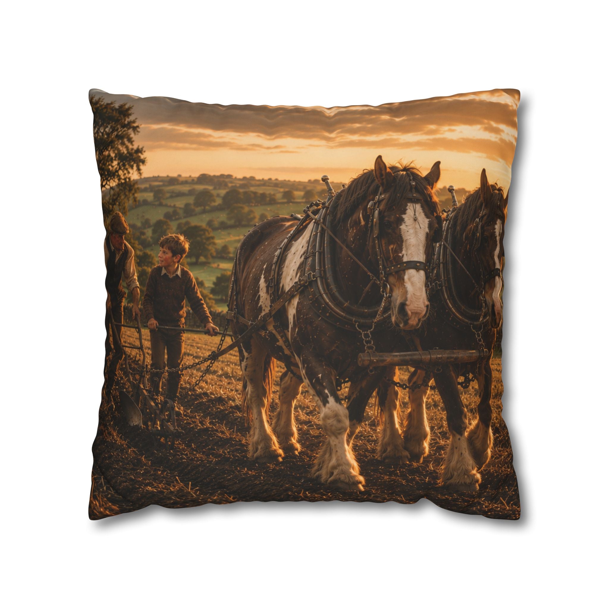 Learning to Plough Square Poly Canvas Pillowcase
