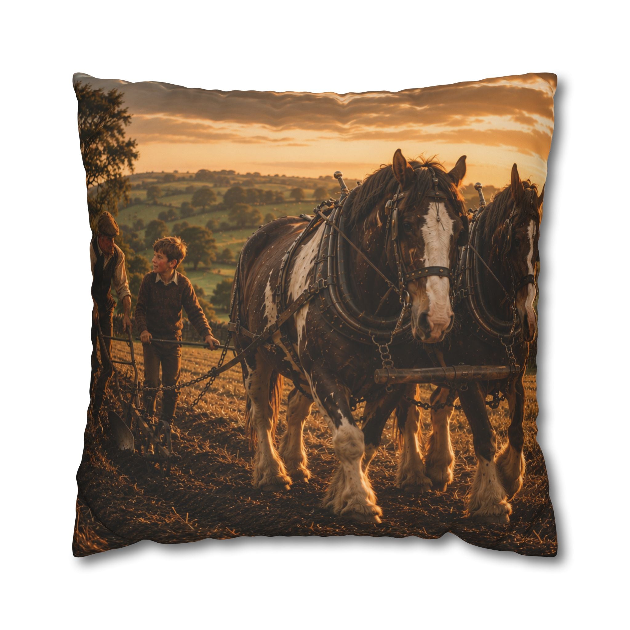 Learning to Plough Square Poly Canvas Pillowcase