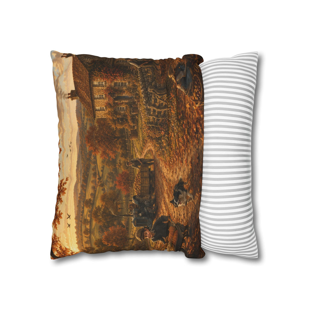 Autumn on the Farm Square Poly Canvas Pillowcase