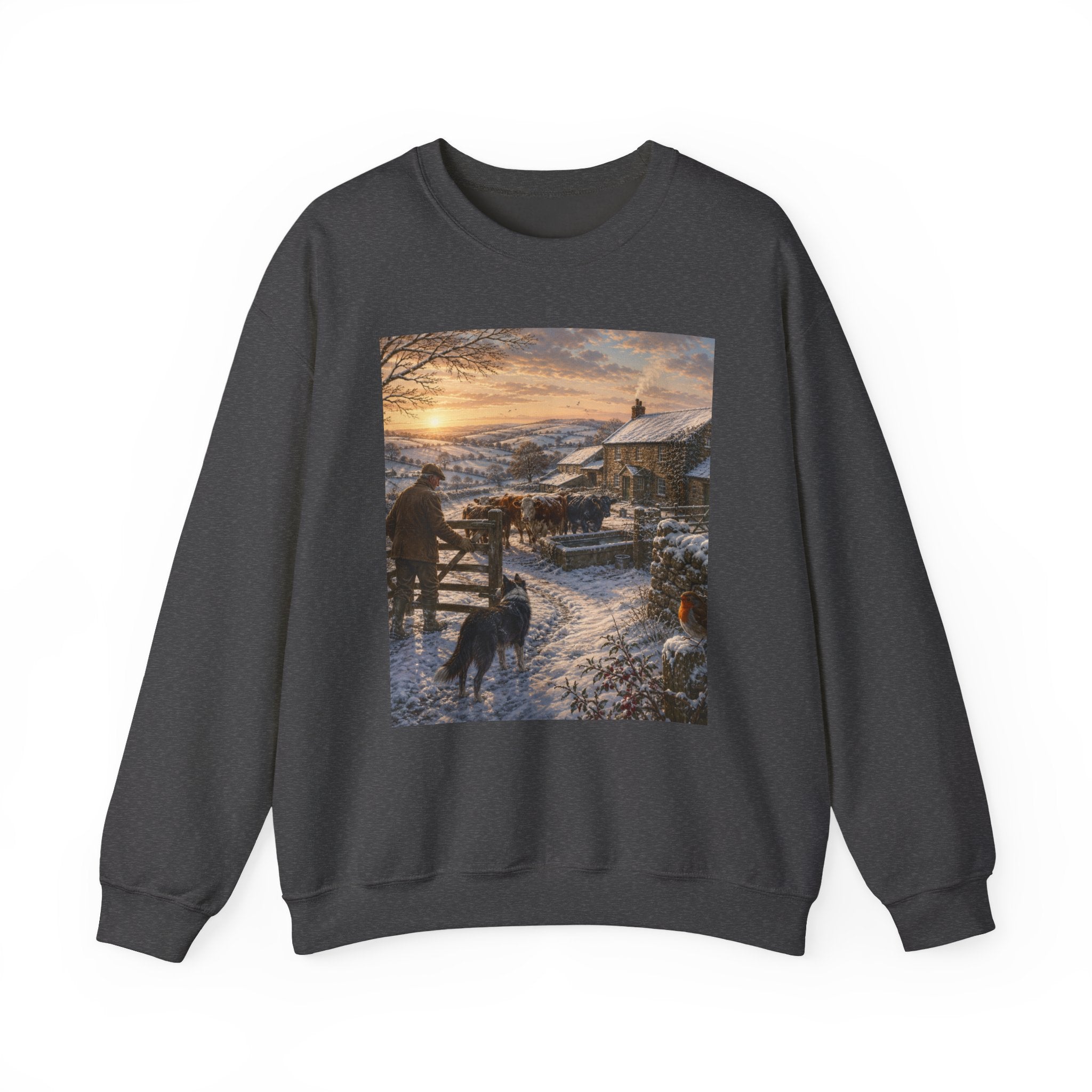 Winter Morning on the Farm Unisex Heavy Blend™ Crewneck Sweatshirt