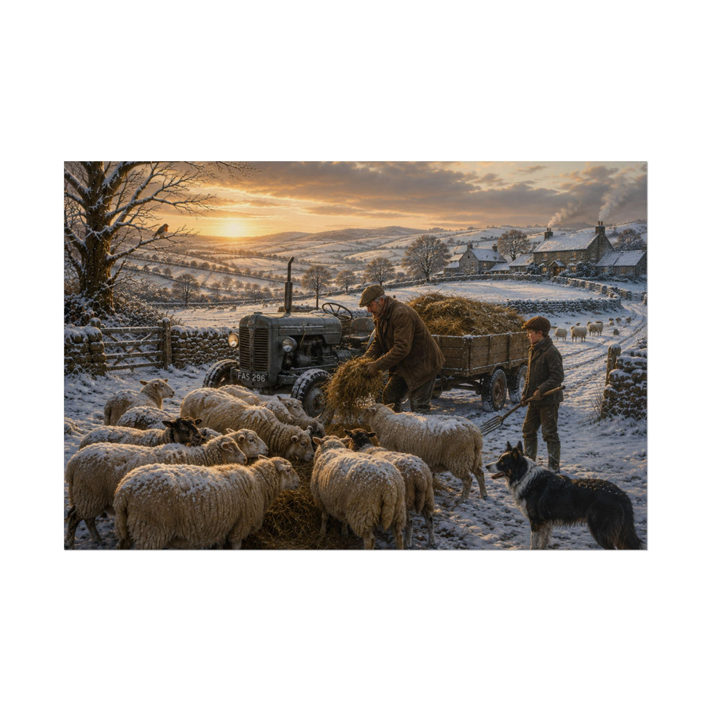 Winter Feeding Time Rolled Posters