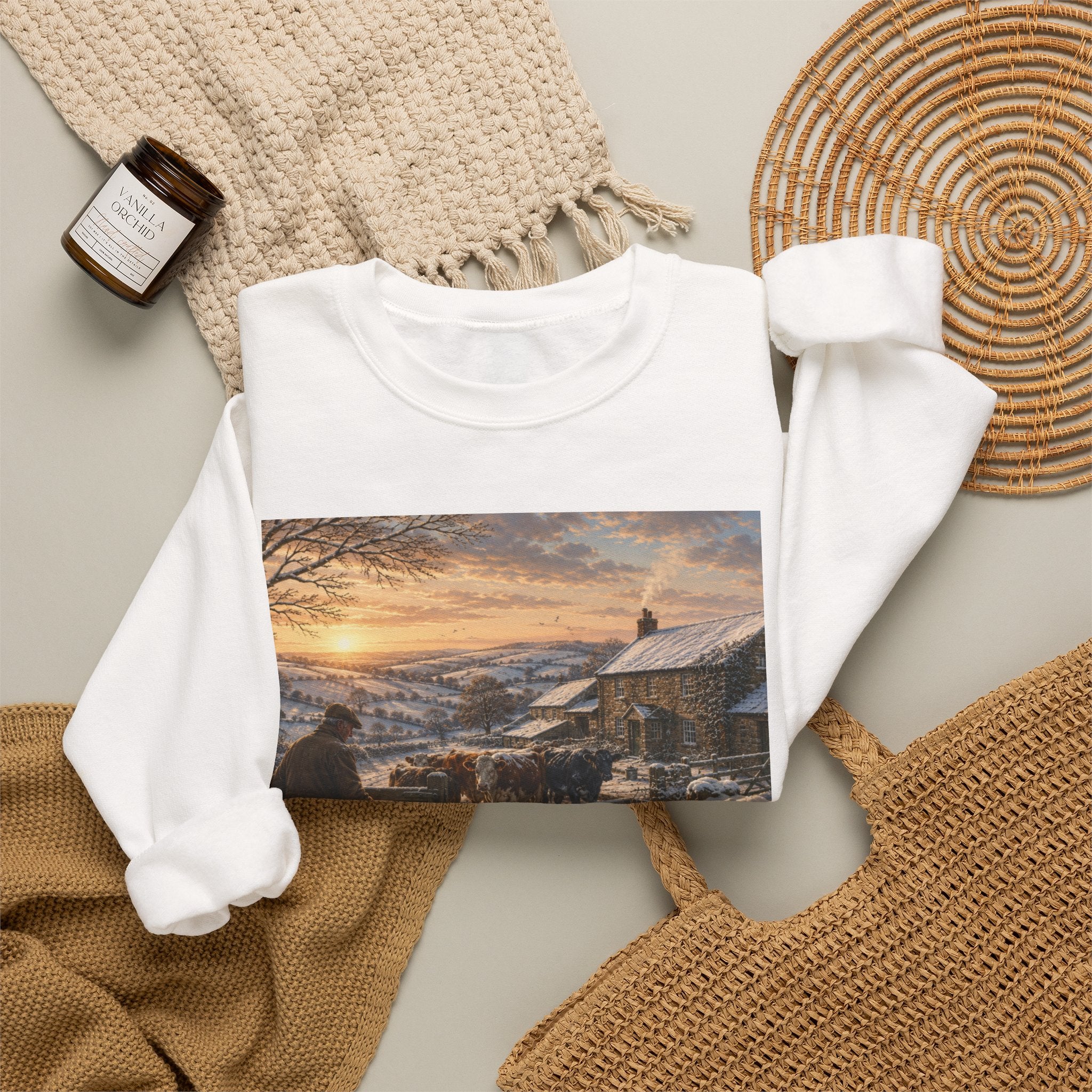 Winter Morning on the Farm Unisex Heavy Blend™ Crewneck Sweatshirt