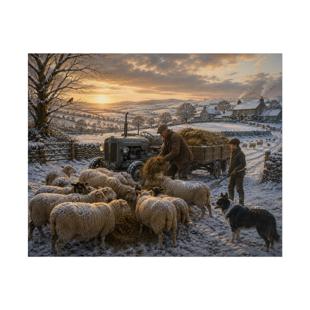 Winter Feeding Time Rolled Posters