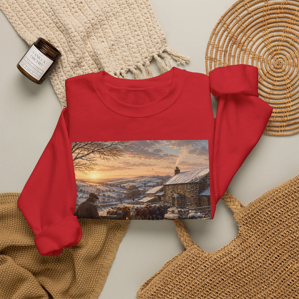 Winter Morning on the Farm Unisex Heavy Blend™ Crewneck Sweatshirt