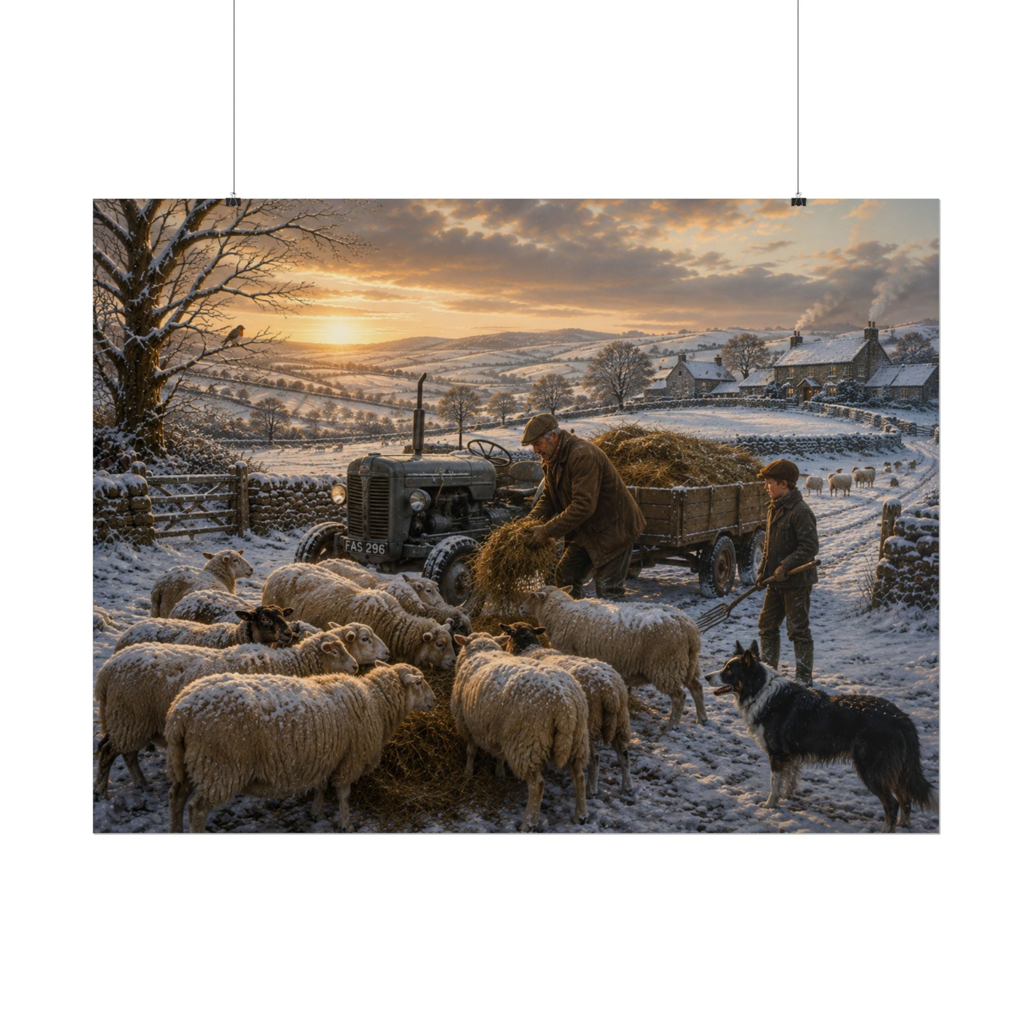 Winter Feeding Time Rolled Posters