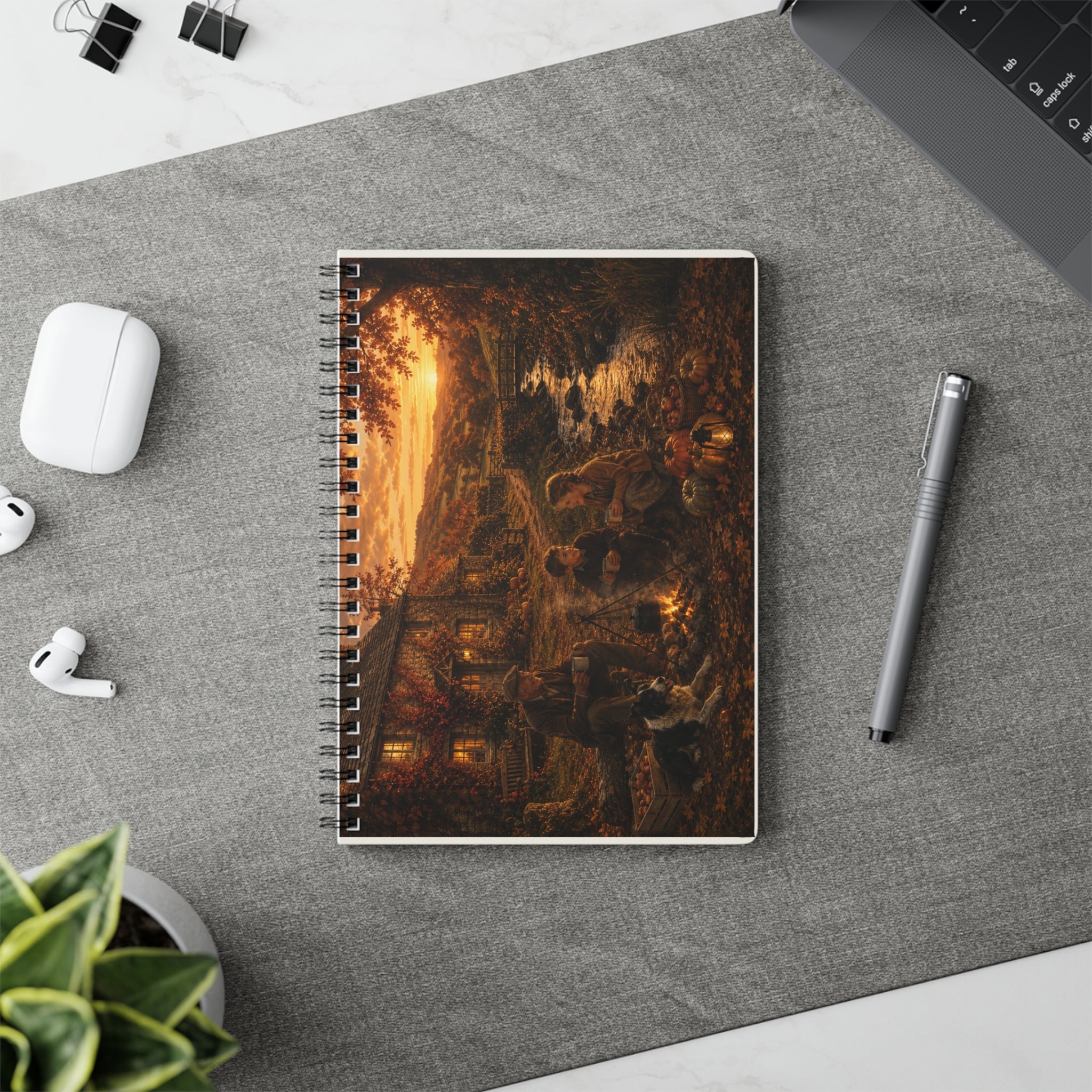 Horkey in the Autumn Lane Wirobound Softcover Notebook, A5