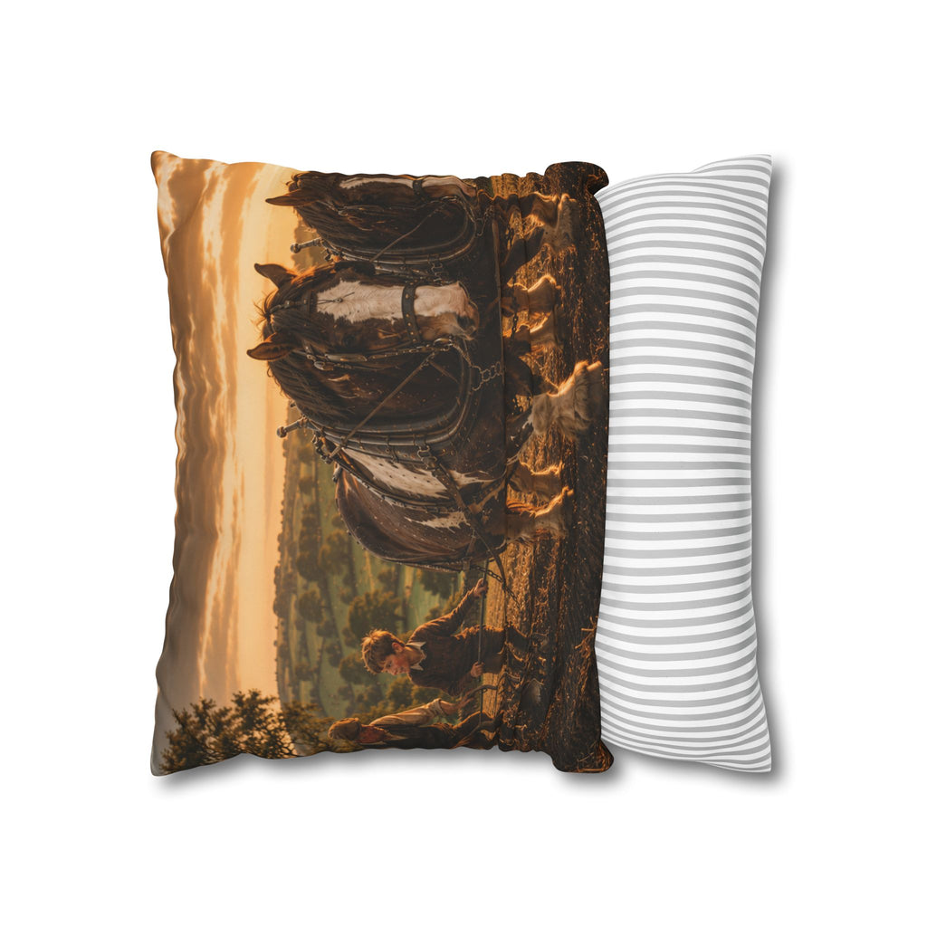 Learning to Plough Square Poly Canvas Pillowcase
