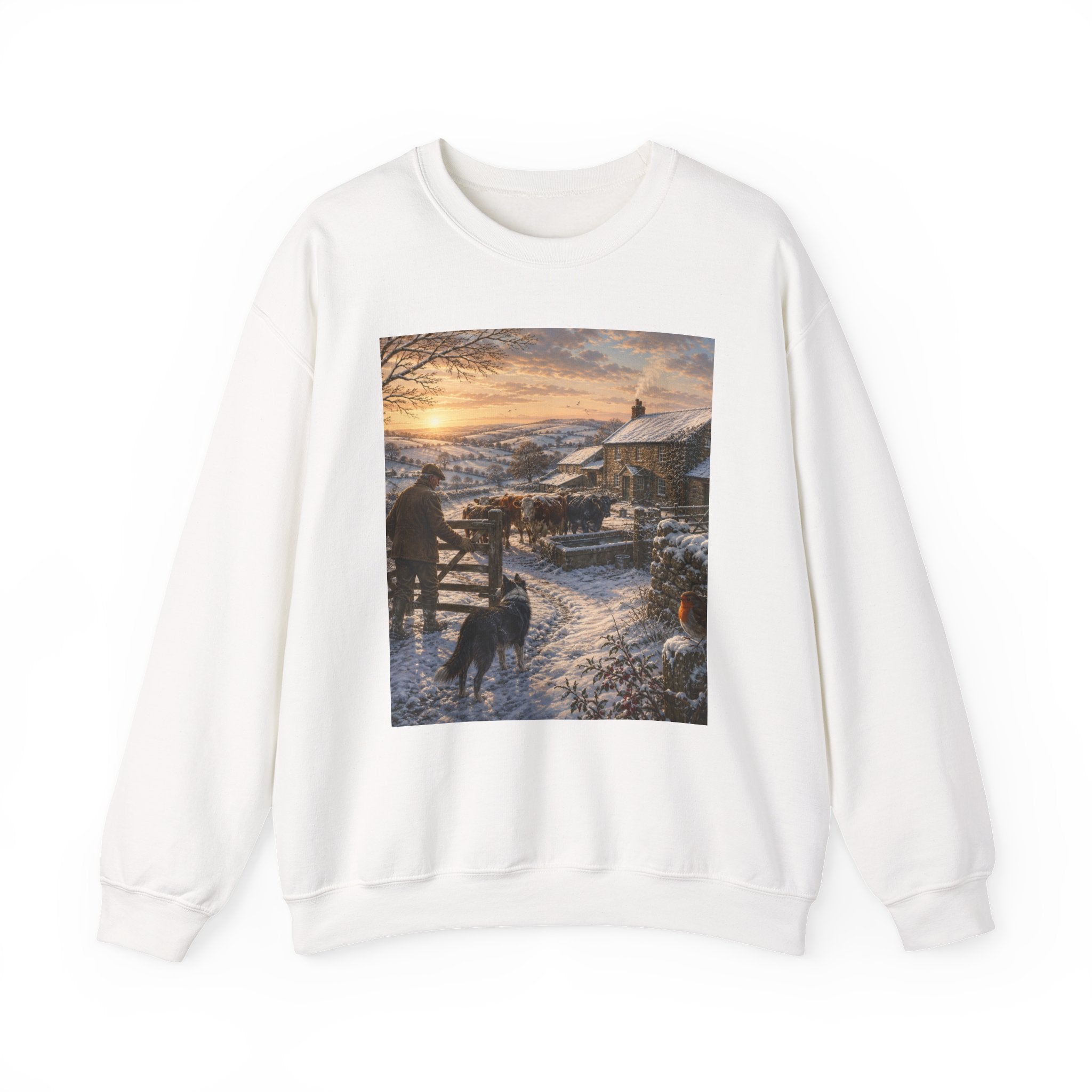 Winter Morning on the Farm Unisex Heavy Blend™ Crewneck Sweatshirt