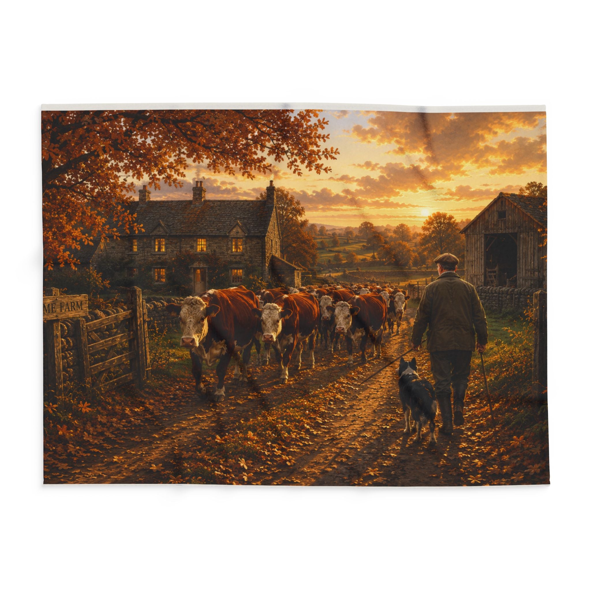 Cattle Coming Home Arctic Fleece Blanket