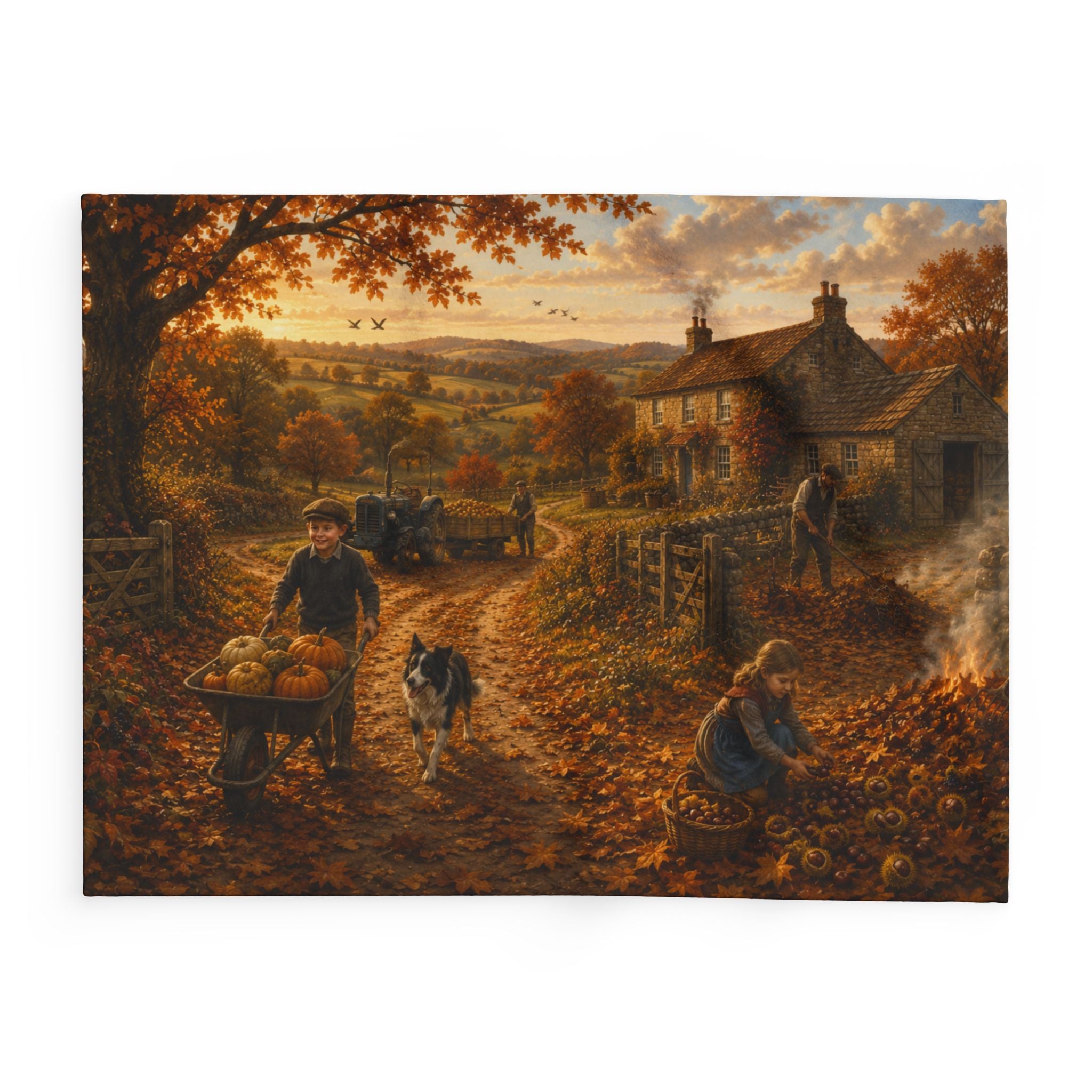 Autumn on the Farm Arctic Fleece Blanket