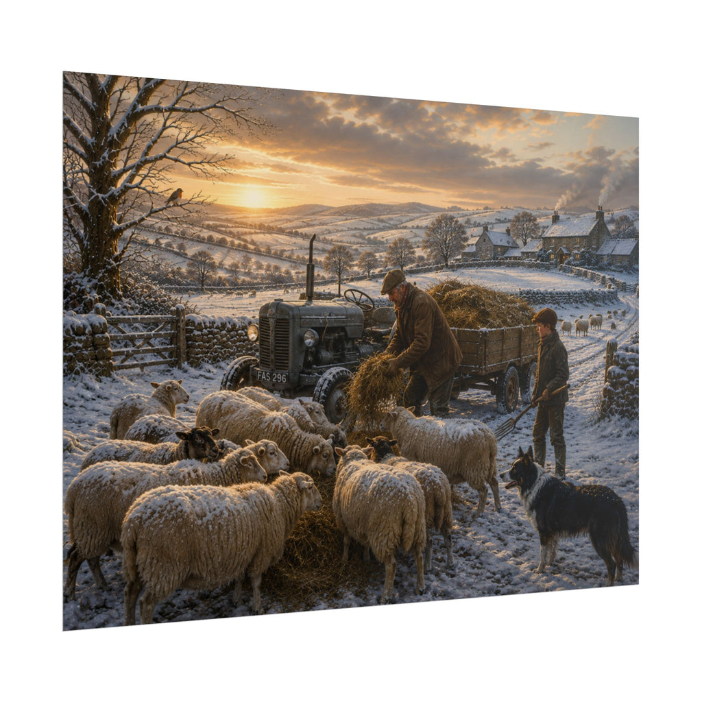 Winter Feeding Time Rolled Posters