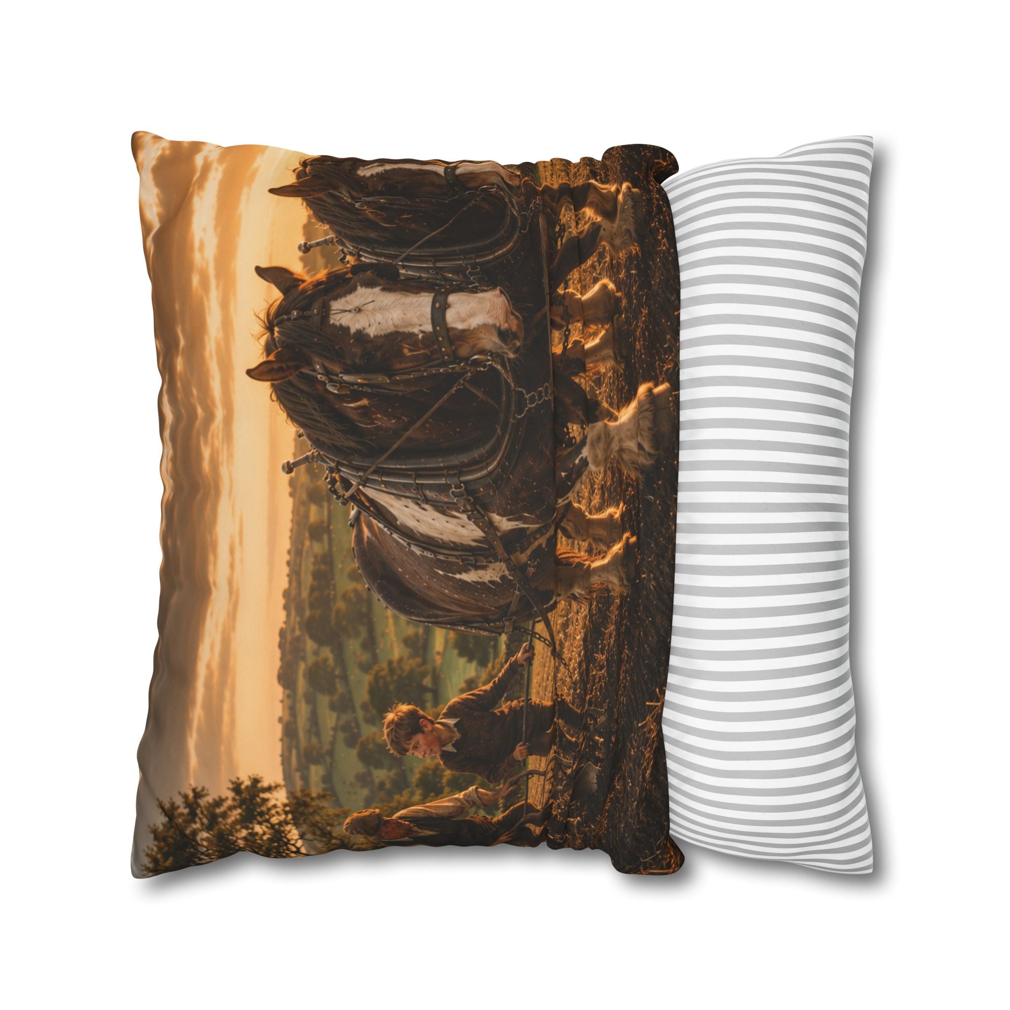 Learning to Plough Square Poly Canvas Pillowcase
