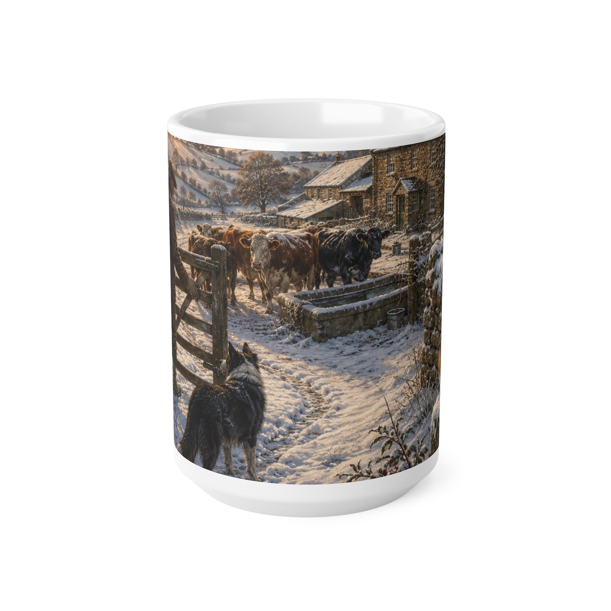 Winter morning on the Farm Ceramic Coffee Cups, 11oz, 15oz