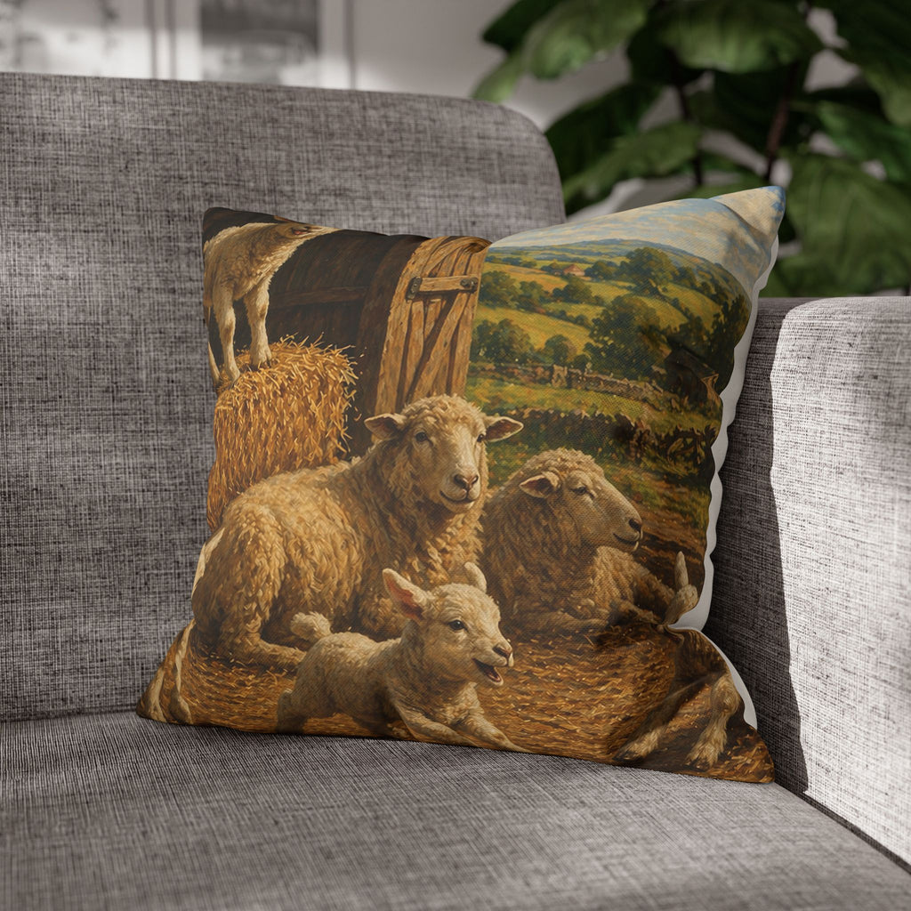 GK03 – Cheeky Lambs in the Barn – Countryside Cushion