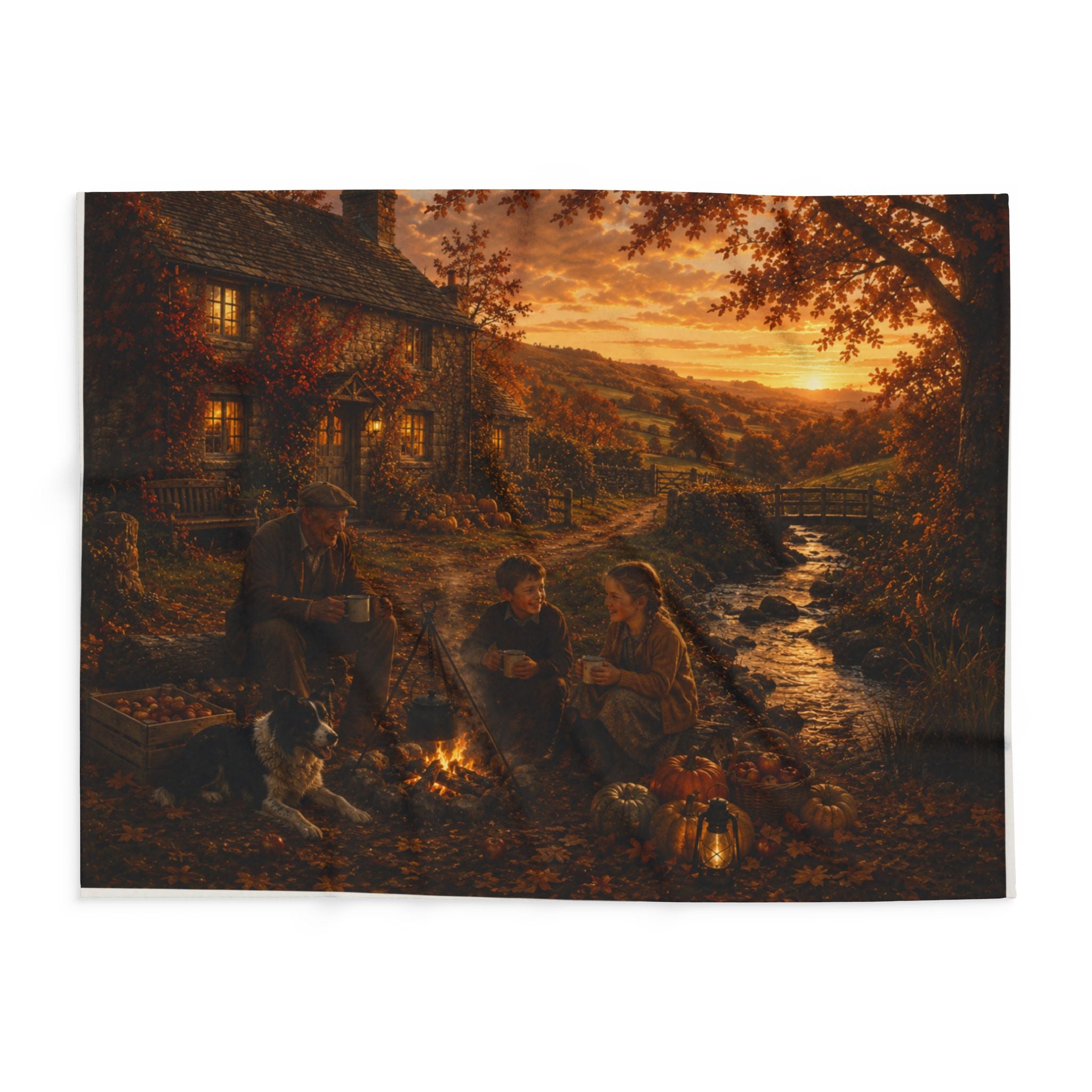 Horkey in the Autumn Lane Arctic Fleece Blanket