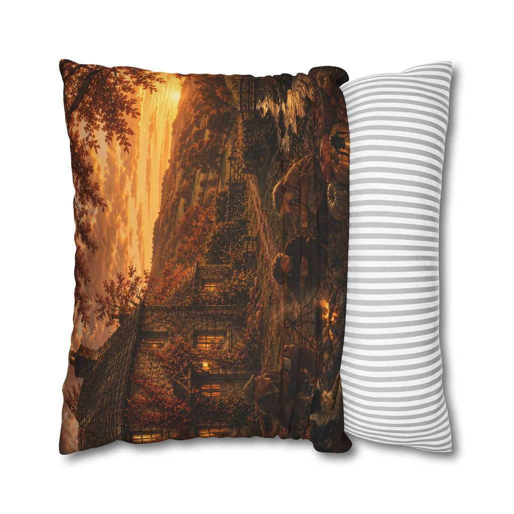 Horkey in the Autumn Lane Square Poly Canvas Pillowcase