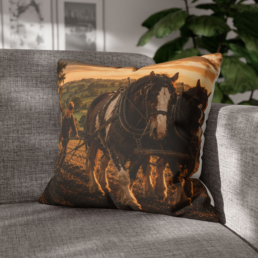 Learning to Plough Square Poly Canvas Pillowcase