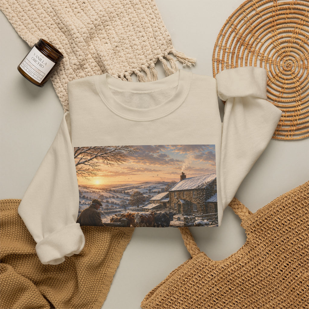 Winter Morning on the Farm Unisex Heavy Blend™ Crewneck Sweatshirt