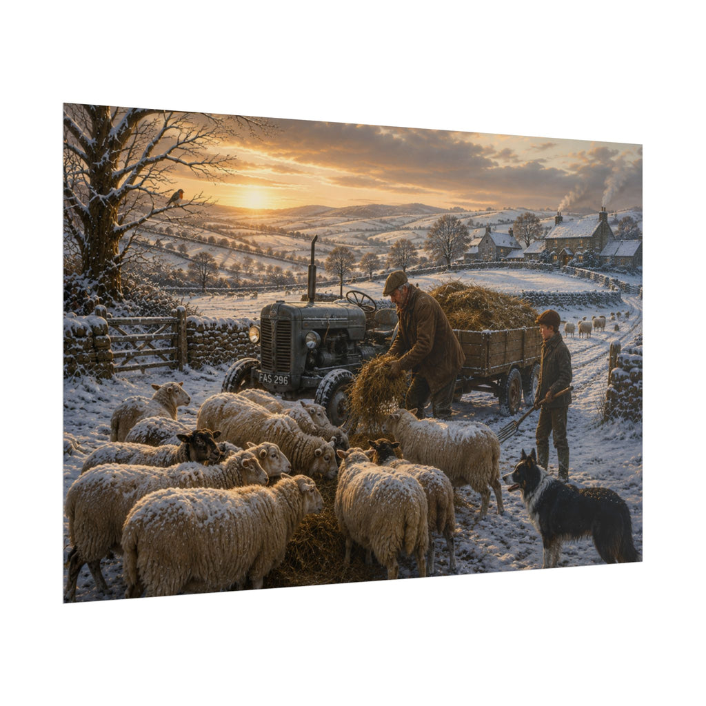Winter Feeding Time Rolled Posters