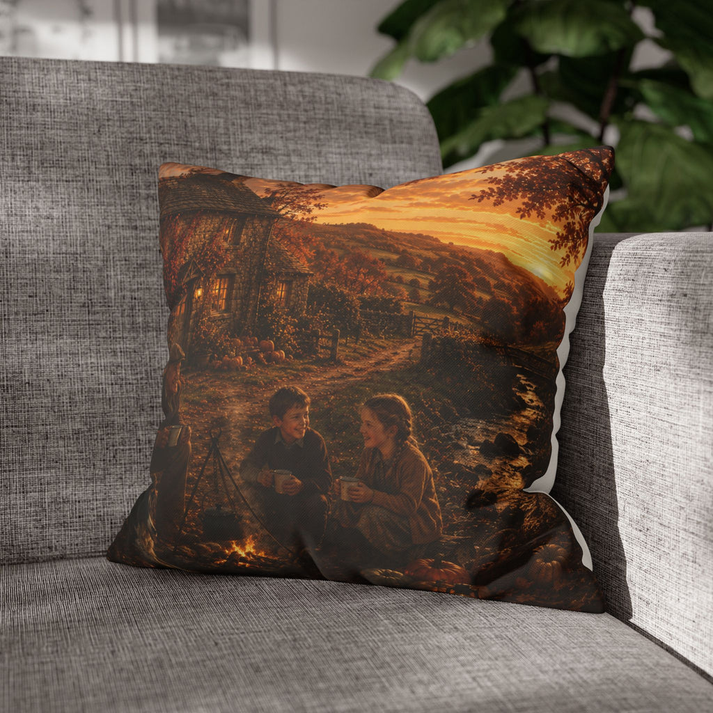 Horkey in the Autumn Lane Square Poly Canvas Pillowcase