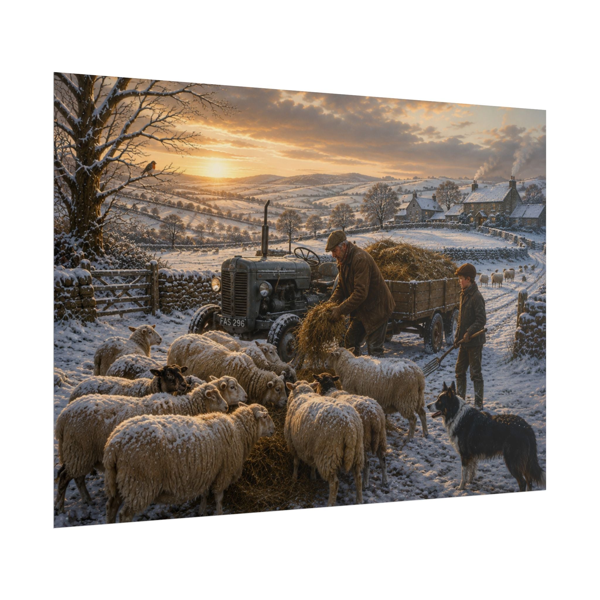 Winter Feeding Time Rolled Posters