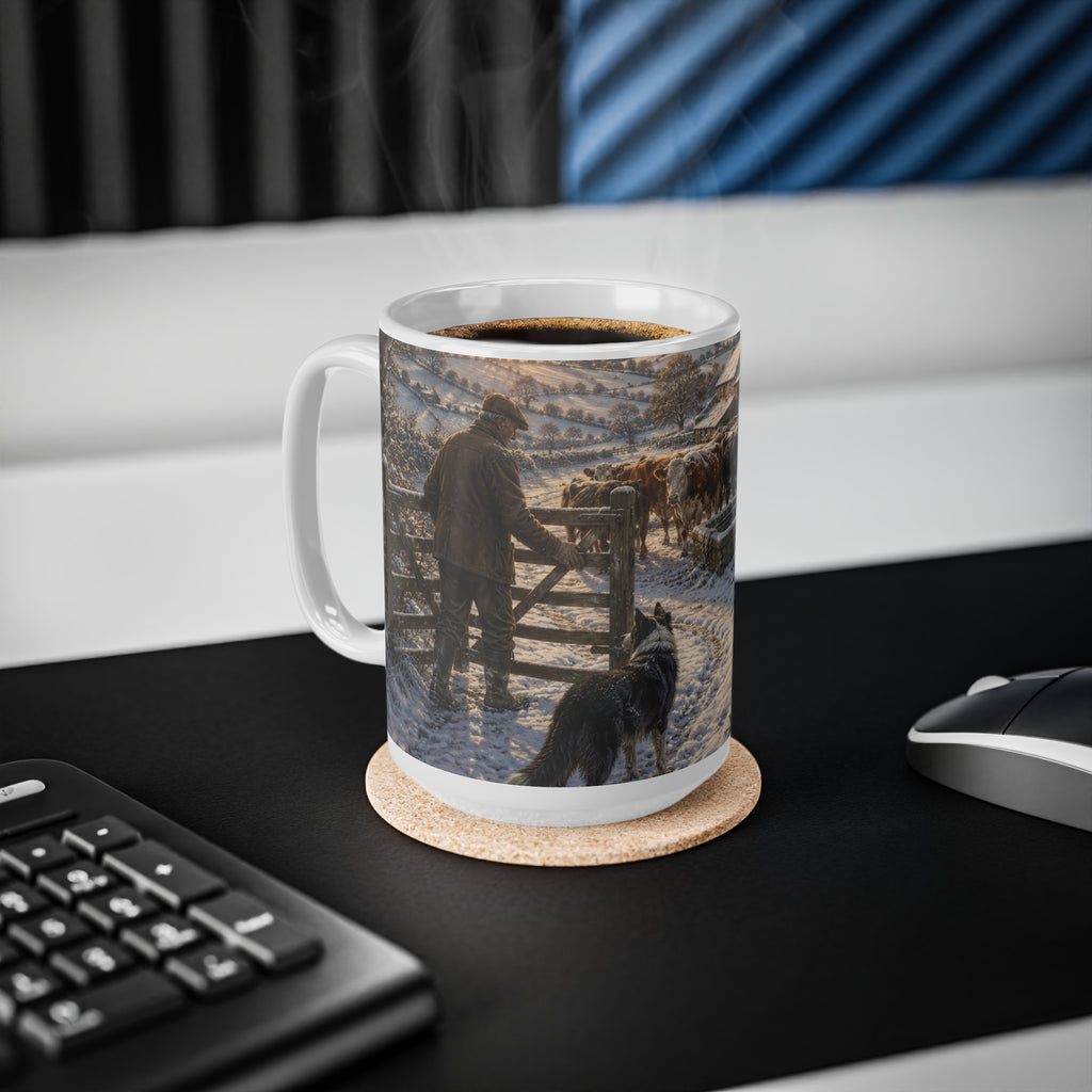 Winter morning on the Farm Ceramic Coffee Cups, 11oz, 15oz